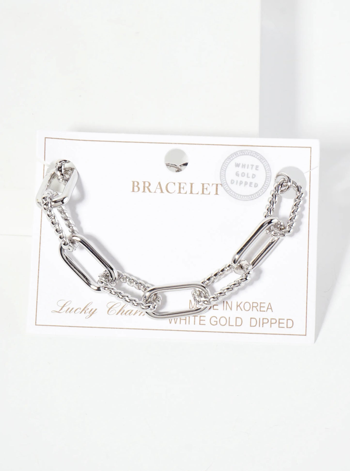 18K-Gold-Dipped 20mm Rope-Texture Polished Brass Chain Bracelet