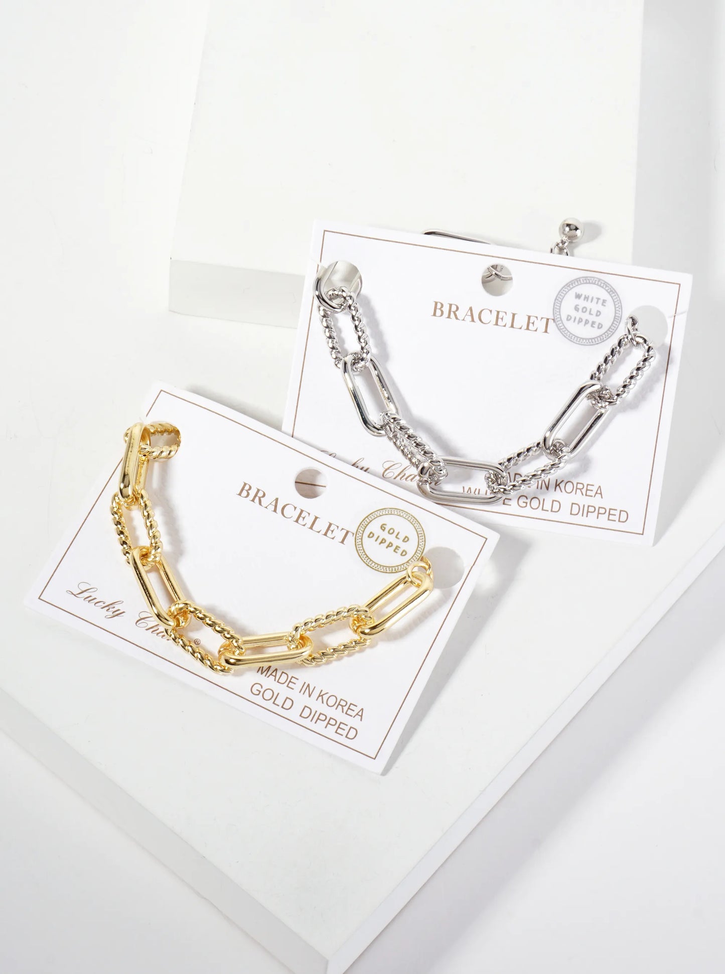 18K-Gold-Dipped 20mm Rope-Texture Polished Brass Chain Bracelet