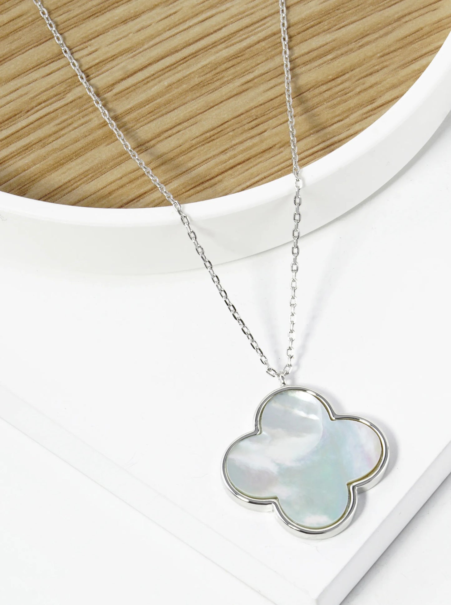 18K Gold Dipped 16mm Quatrefoil Pendant Necklace