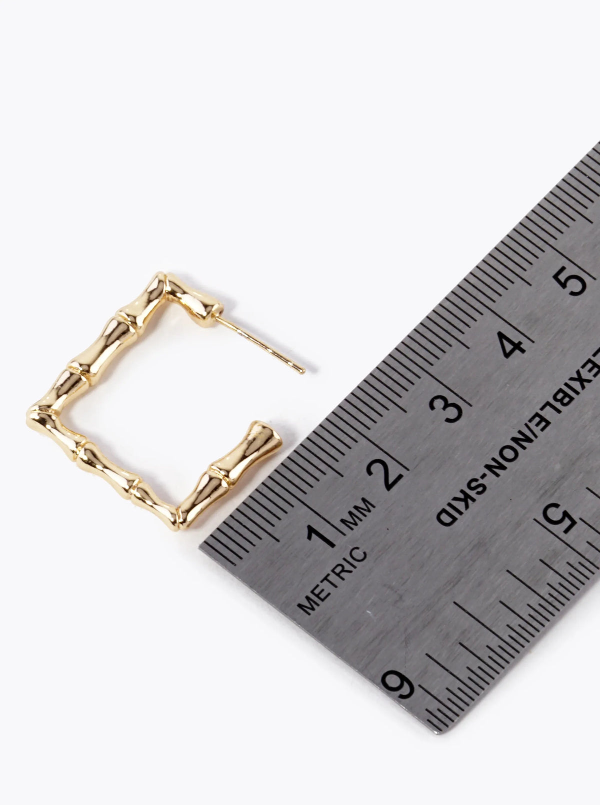 18K Gold Dipped 23mm Bamboo Square Hoop Earrings