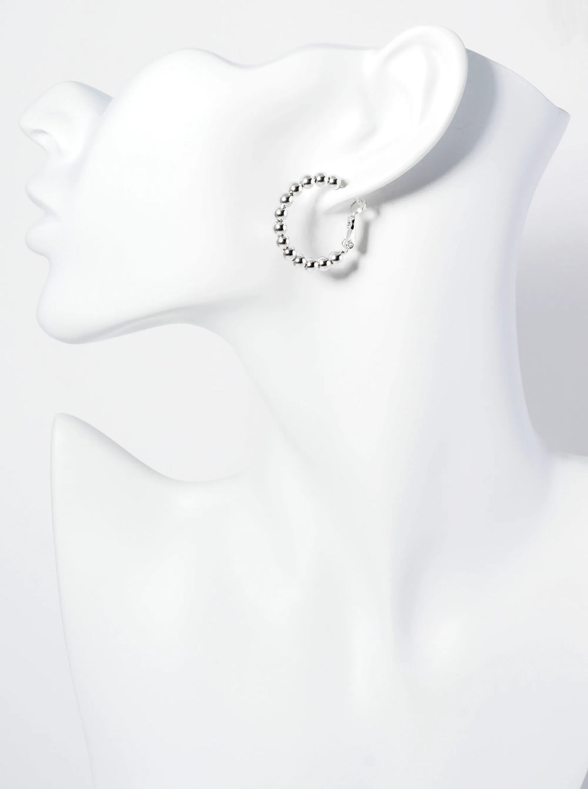 18K Gold Dipped 25mm Brass Ball Beaded Hoop Earrings With Latch Back Closure