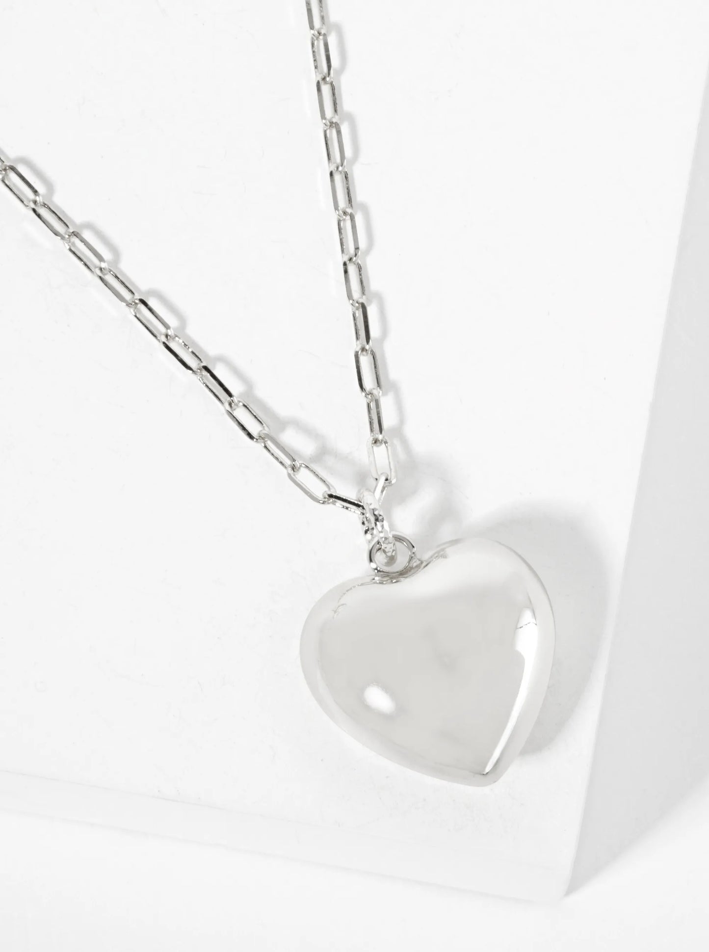 18K-Gold-Dipped 25mm Hollow Puffy Heart Pendant 18-inch Necklace