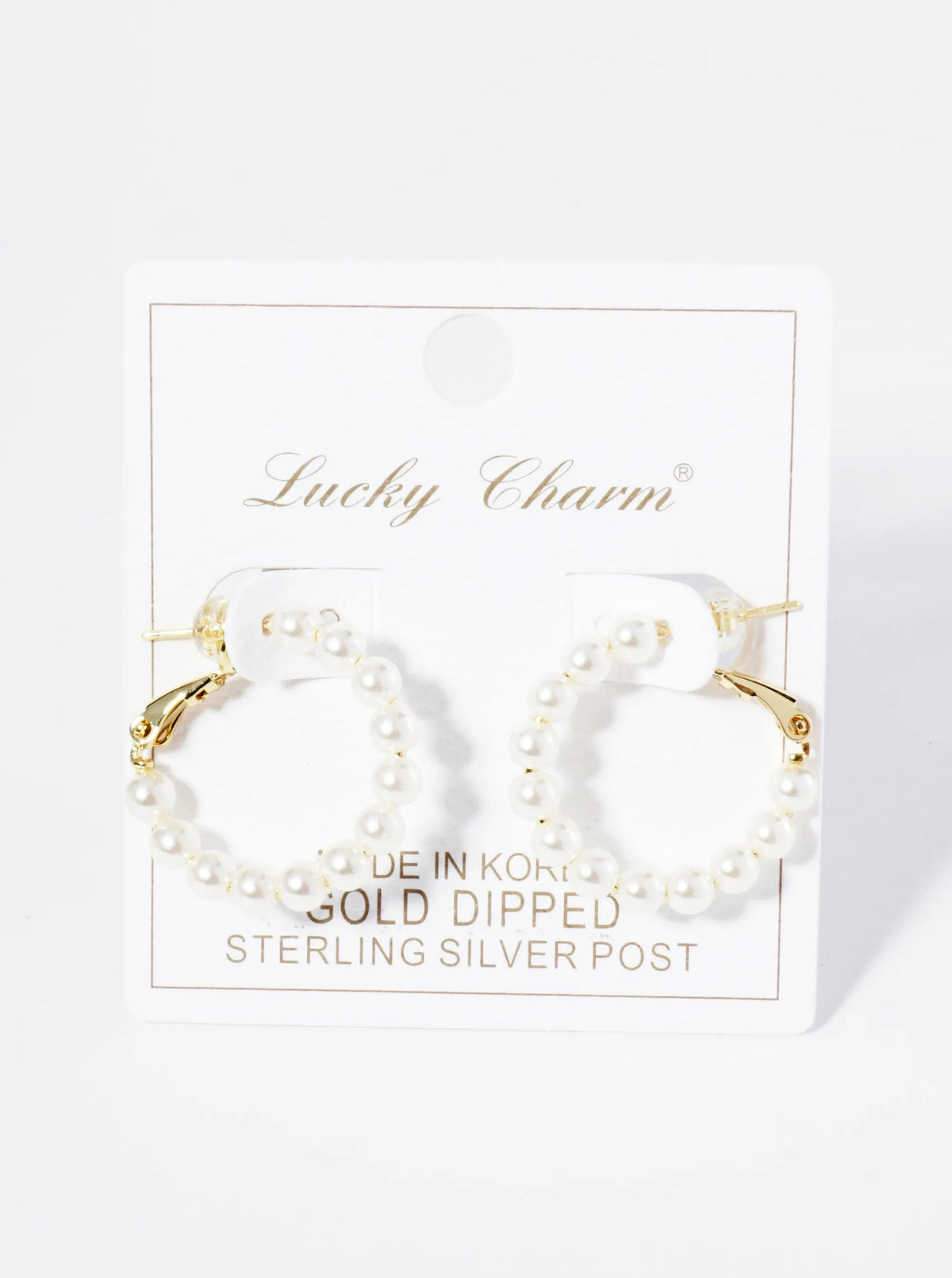 18K Gold Dipped 25mm Pearl Beaded Hoop Earrings With Latch Back Closure