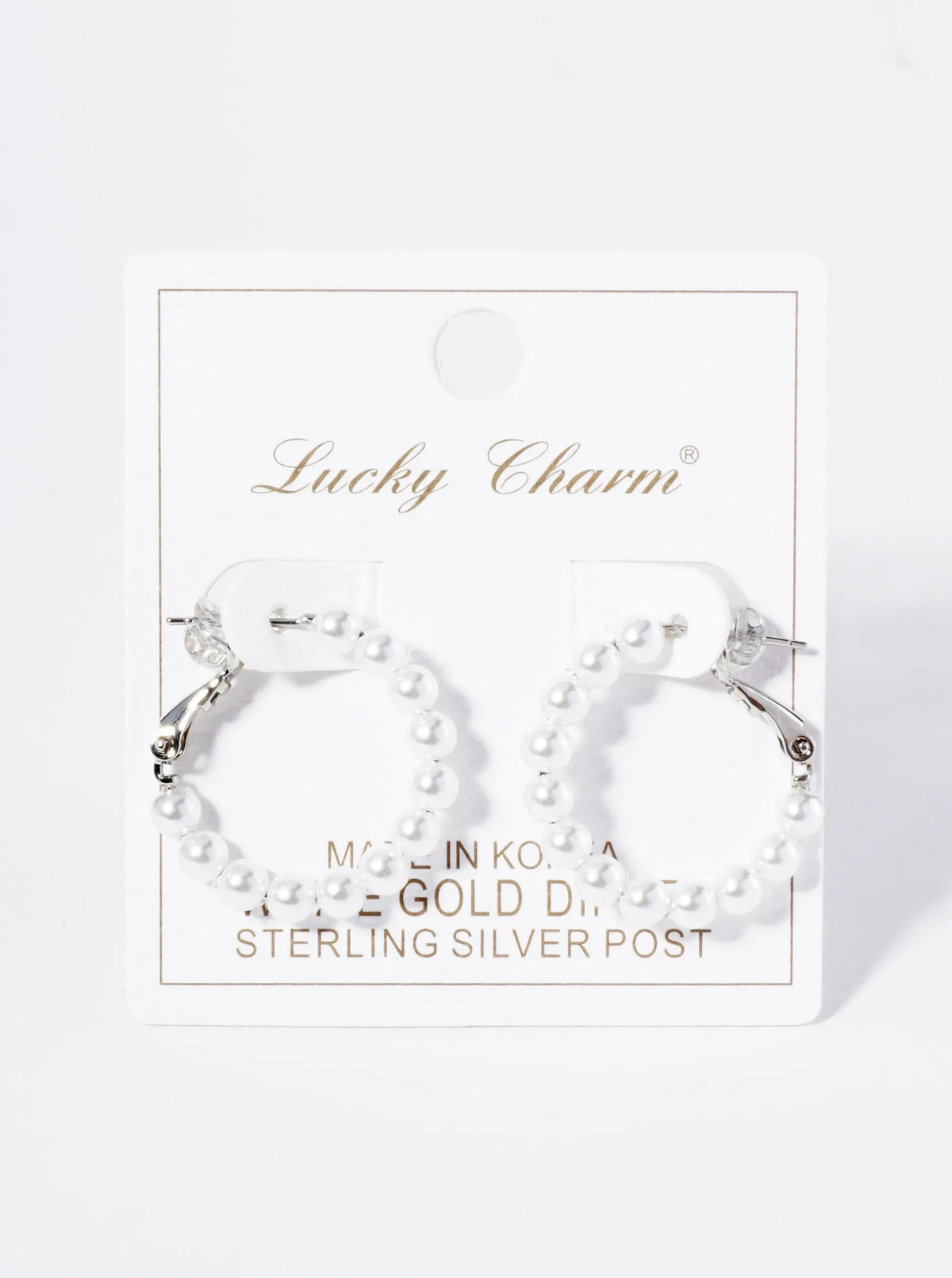 18K Gold Dipped 25mm Pearl Beaded Hoop Earrings With Latch Back Closure