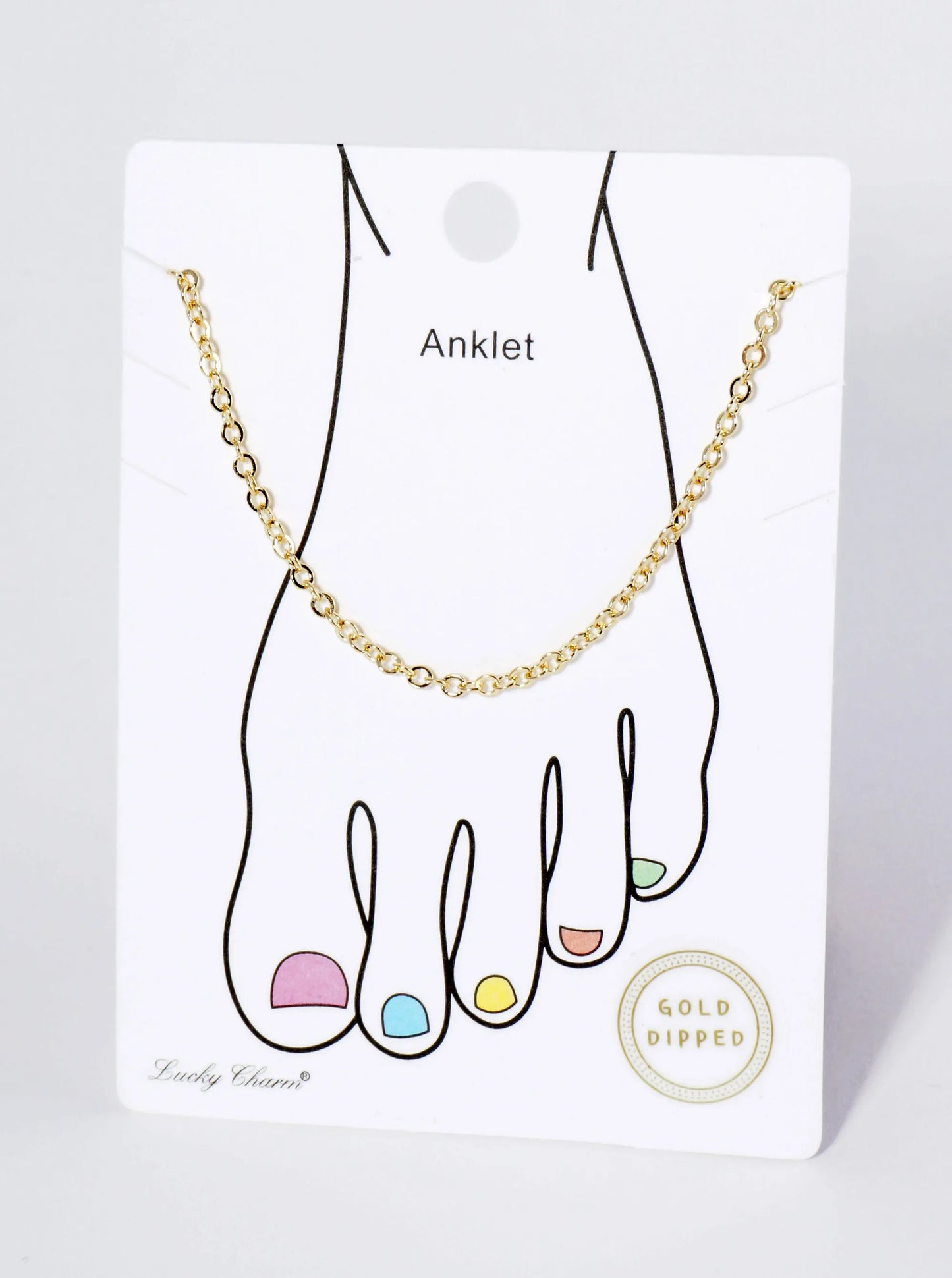18K Gold Dipped 2mm Classic Brass Chain Anklet
