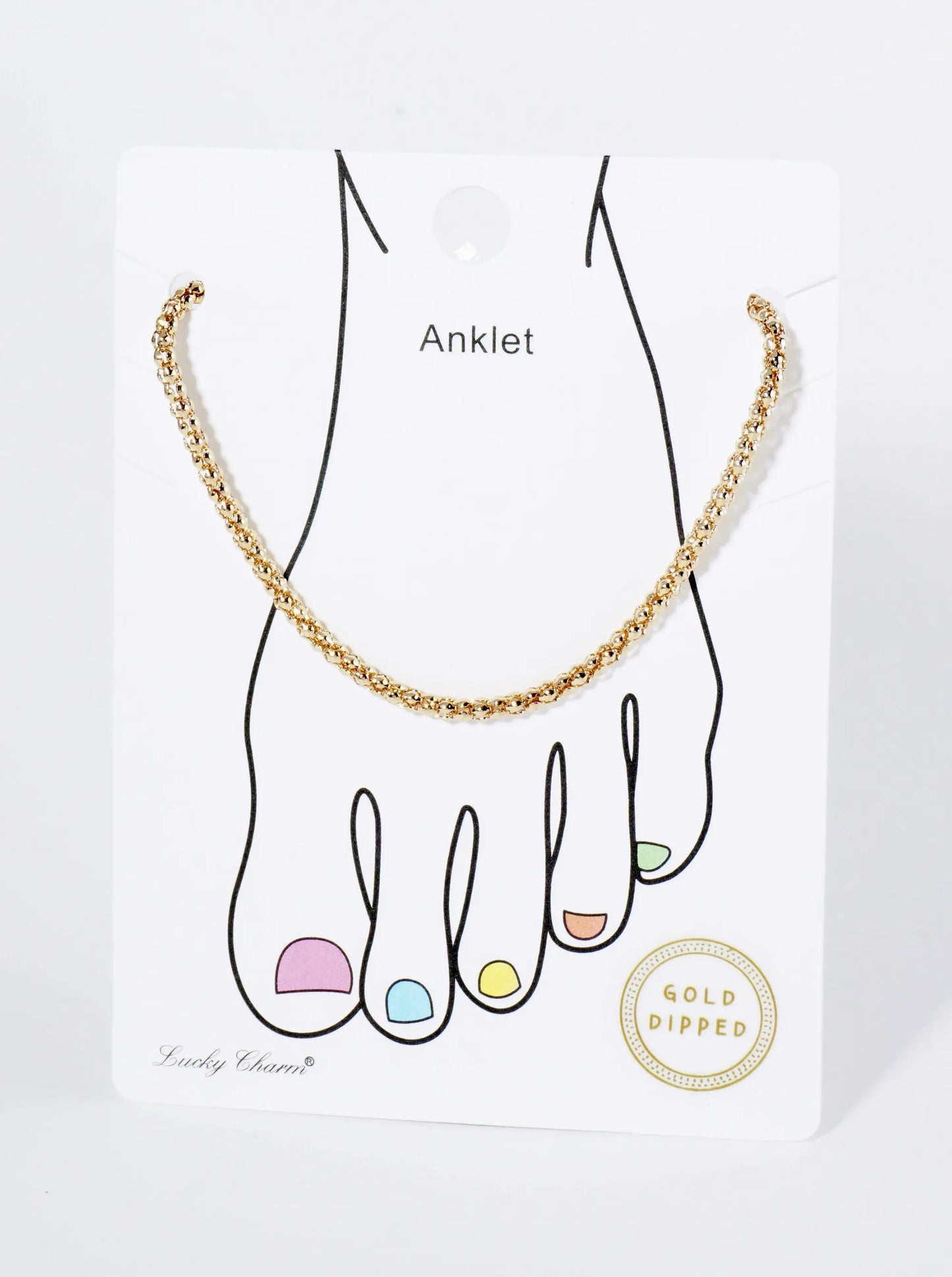 18K Gold Dipped 2mm Unique Brass Chain Anklet