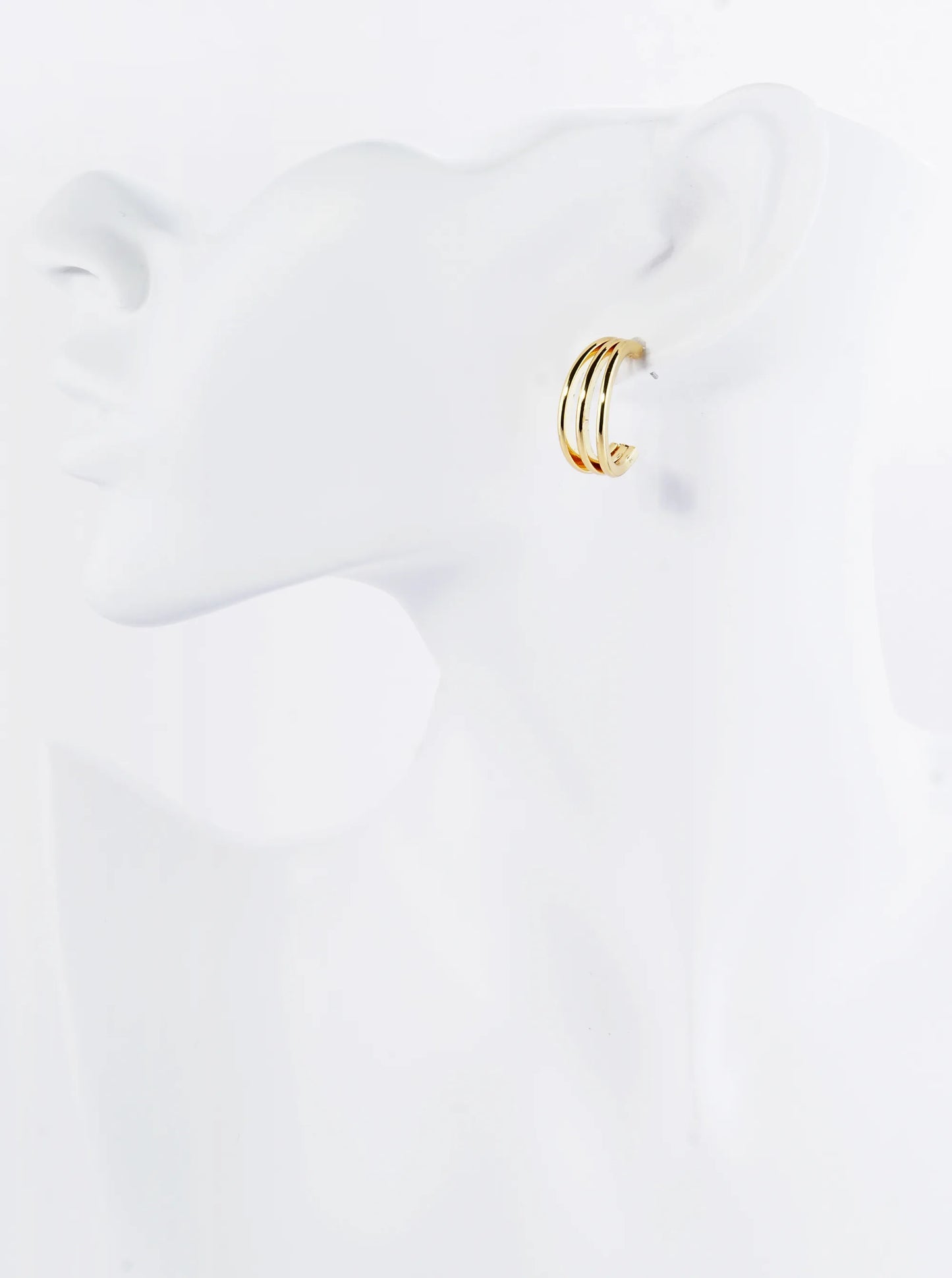 18K Gold Dipped 3 Line Layered 20mm Hoop Earrings