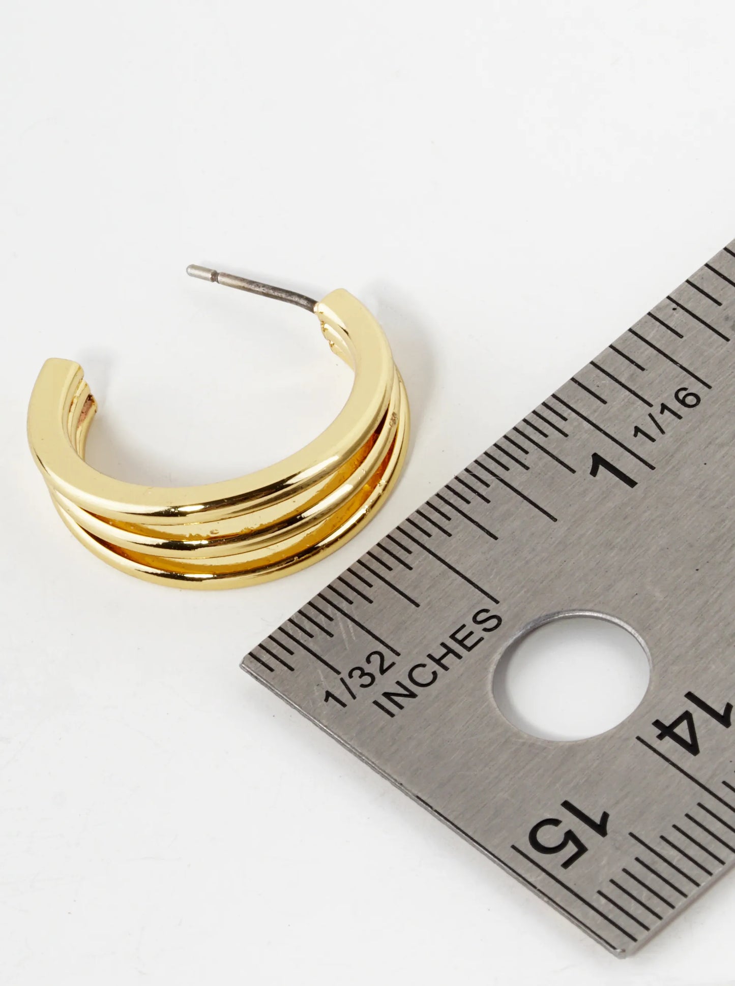 18K Gold Dipped 3 Line Layered 20mm Hoop Earrings