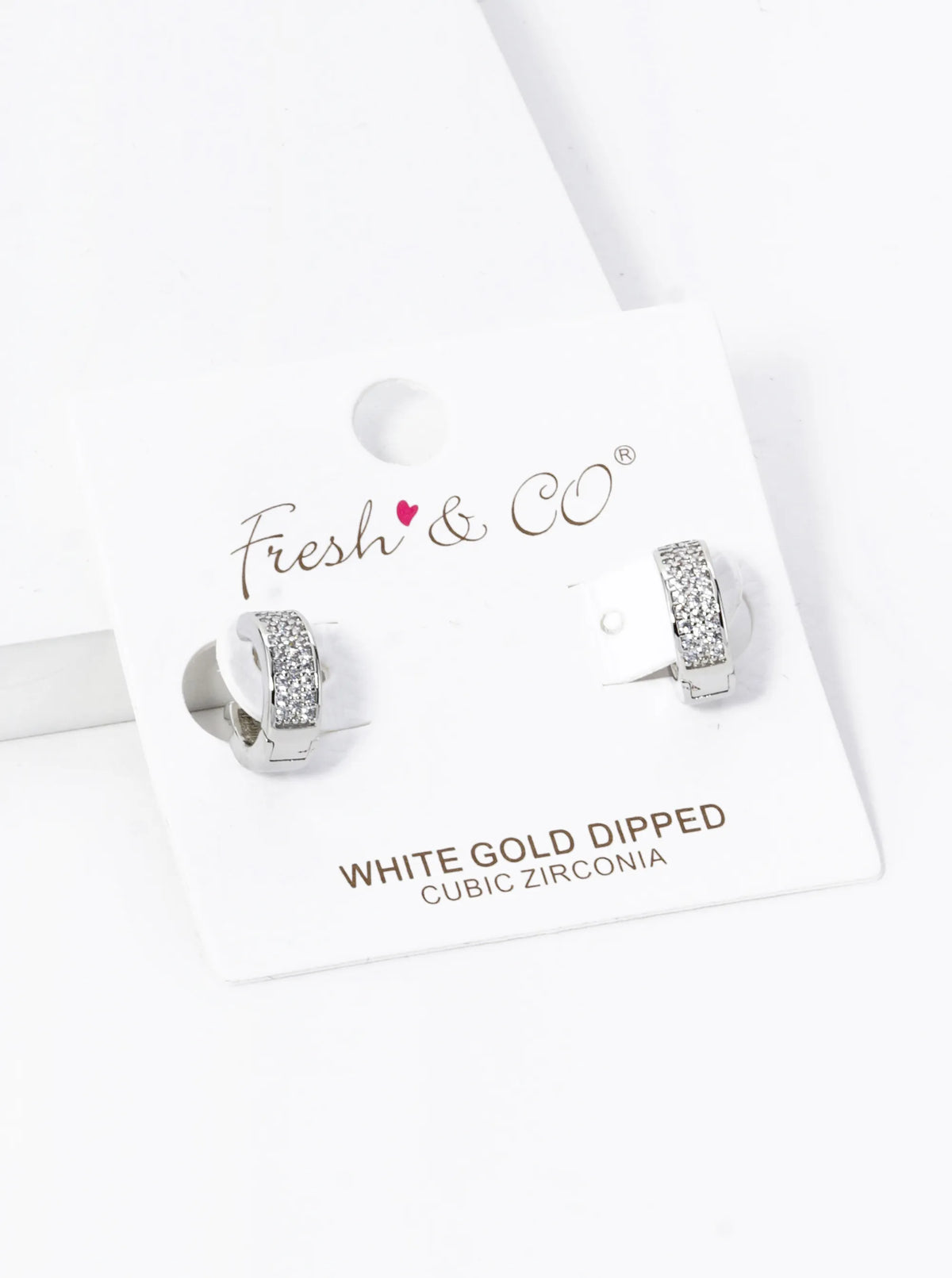 18K Gold Dipped 3 Line Micro Pave Set Cubic Zirconia 10mm Huggie Hoop Earrings