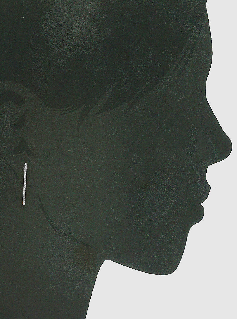 18K Gold Dipped 30mm Bar CZ Sterling Silver Post Stud Earrings