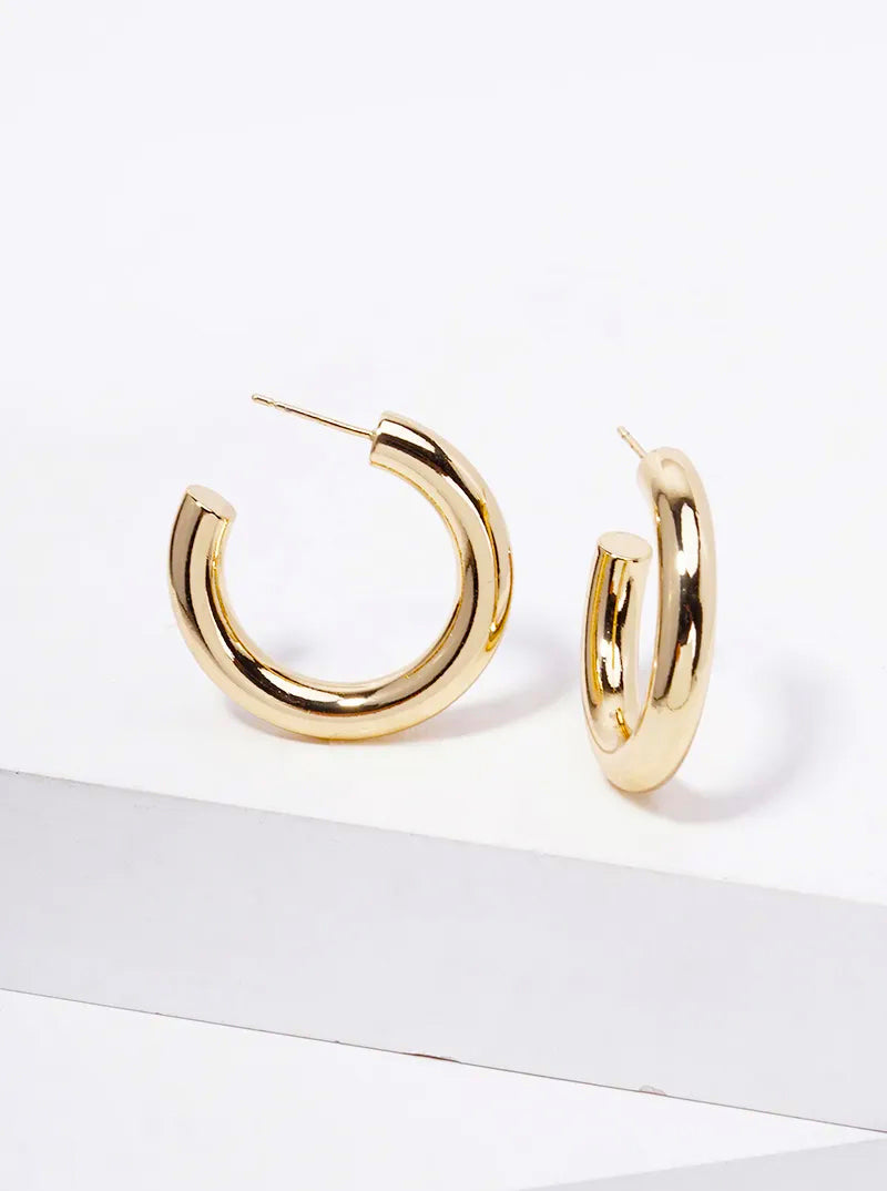 18K Gold Dipped 30mm Brass Hollow Hoop Earrings
