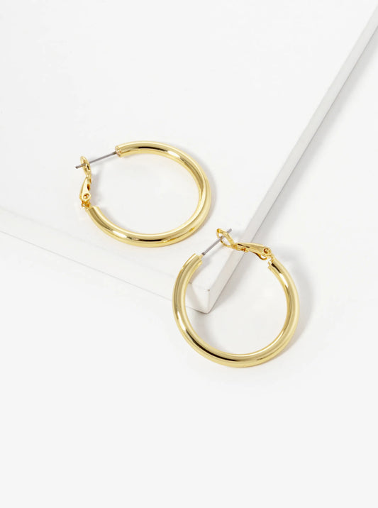 18K Gold Dipped 30mm Brass Spring Latch Hoop Earrings