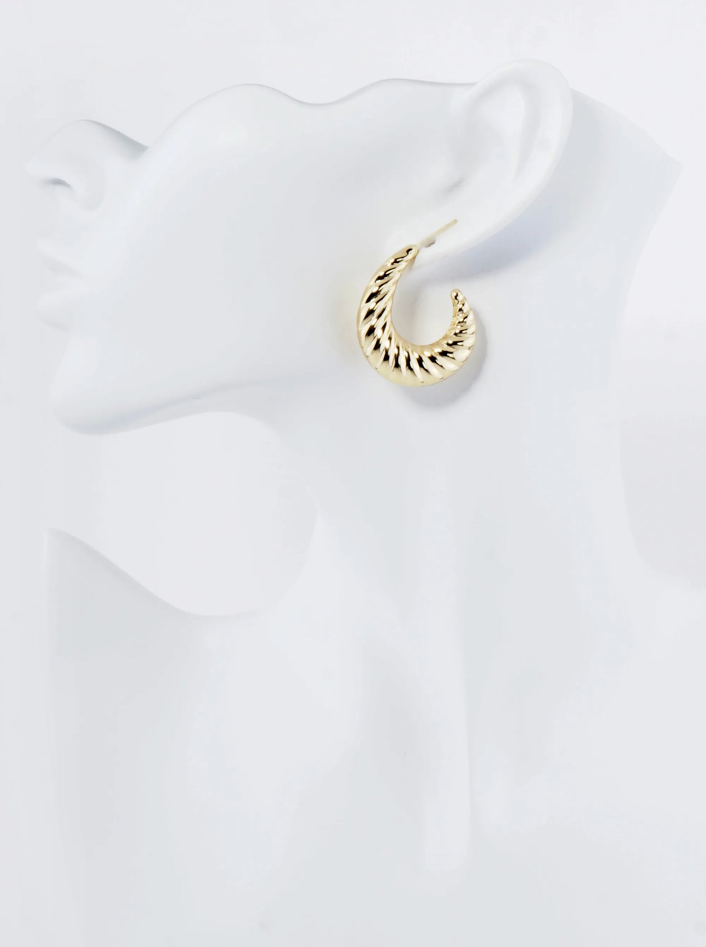 18K Gold Dipped 30mm Hollow Croissant Hoop Earrings