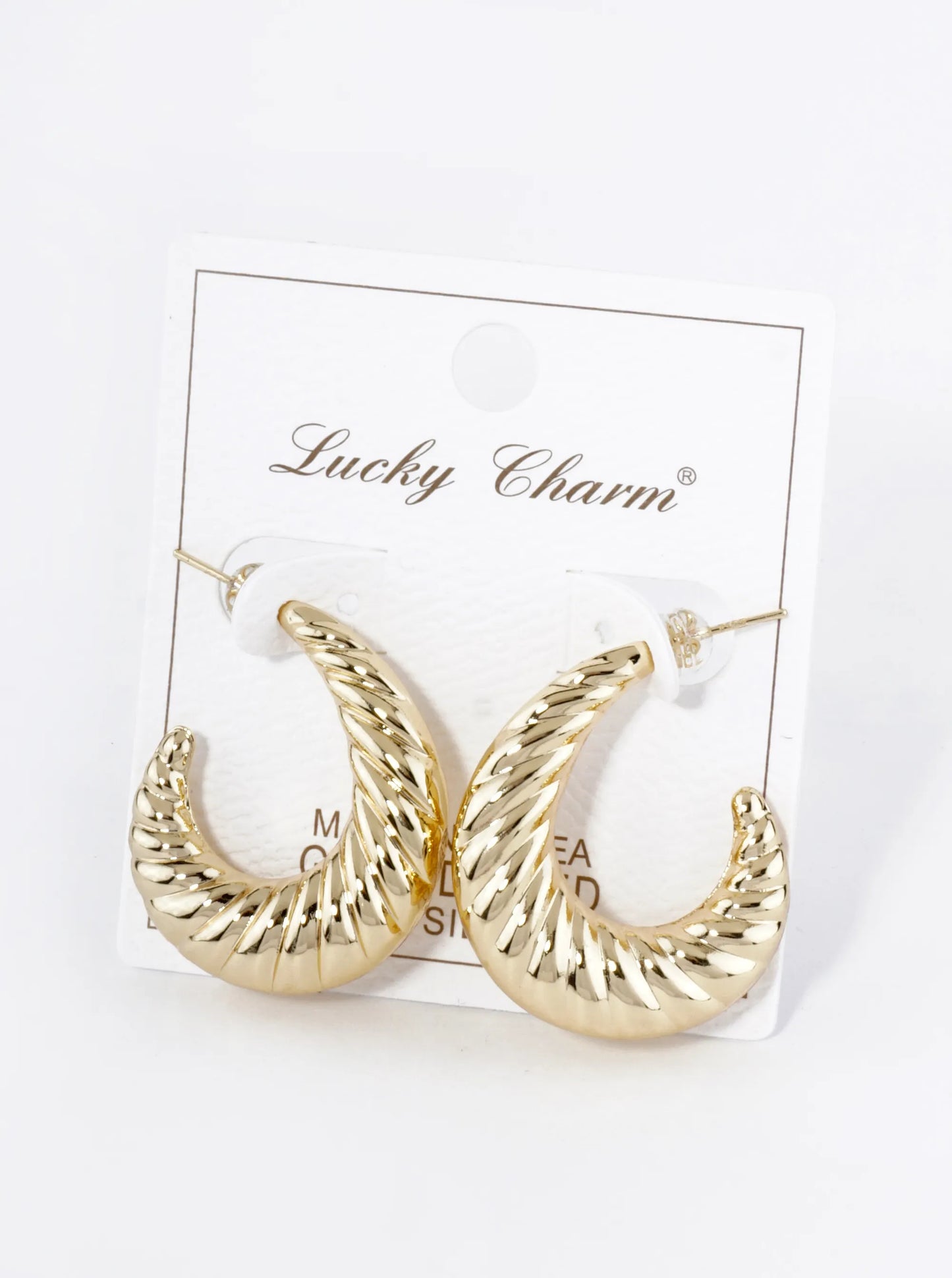 18K Gold Dipped 30mm Hollow Croissant Hoop Earrings