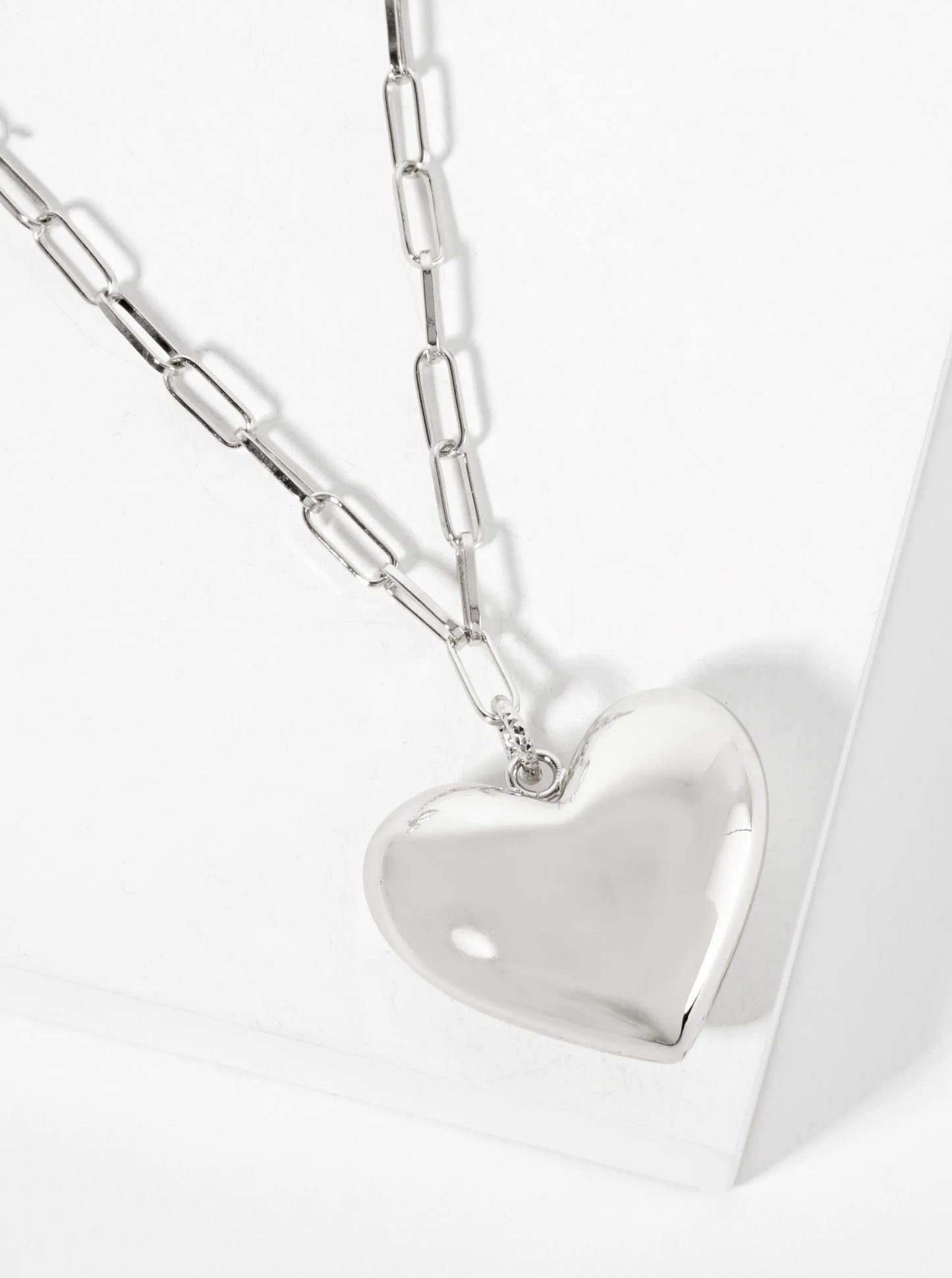 18K-Gold-Dipped 32mm Hollow Puffy Heart Pendant 18-inch Necklace