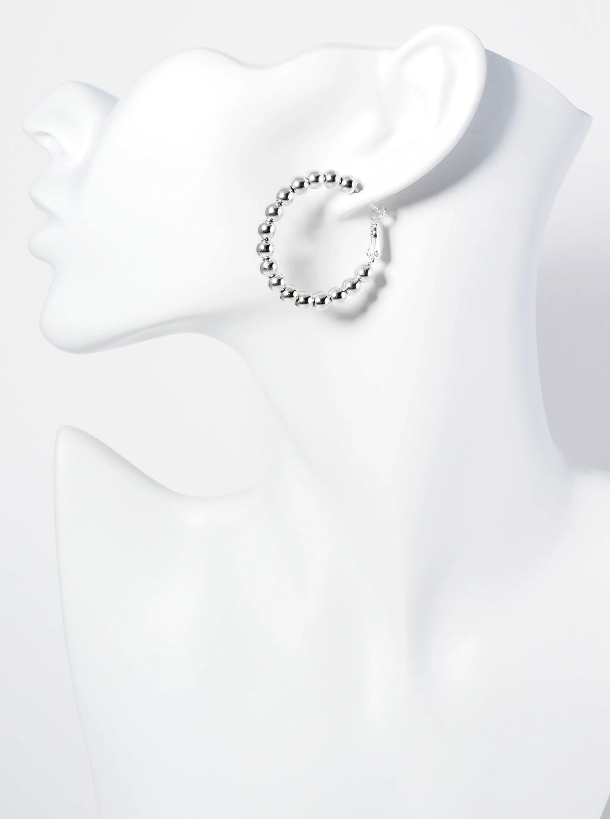 18K Gold Dipped 35mm Brass Ball Beaded Hoop Earrings With Latch Back Closure