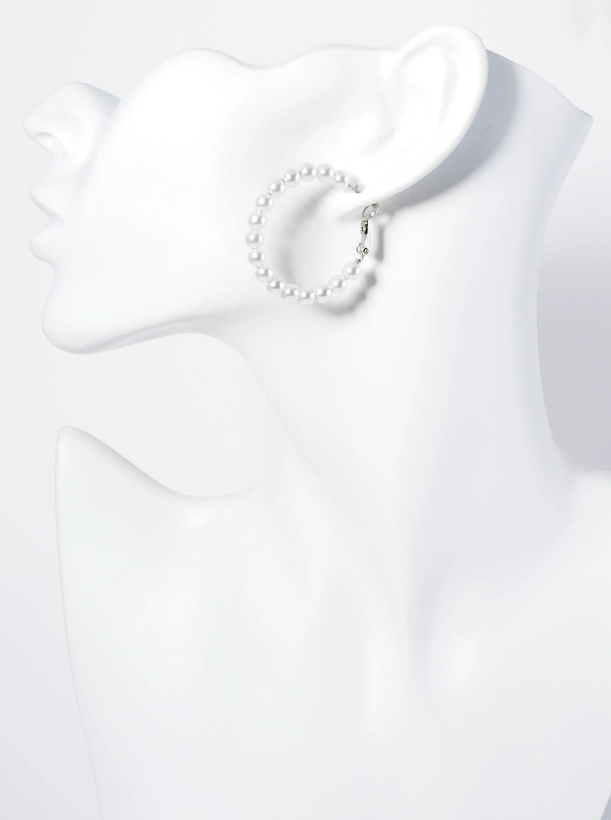 18K Gold Dipped 35mm Pearl Beaded Hoop Earrings With Latch Back Closure