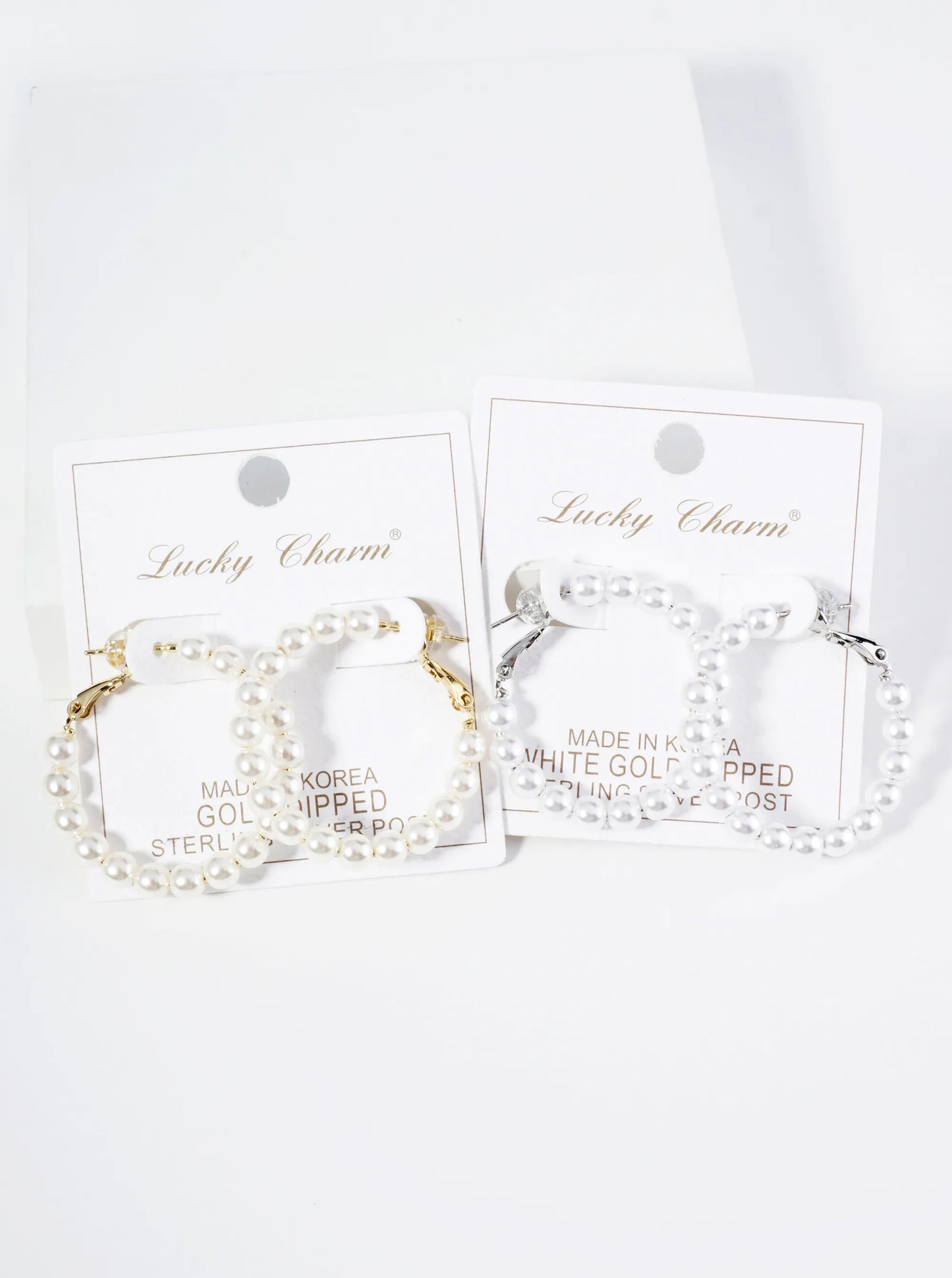 18K Gold Dipped 35mm Pearl Beaded Hoop Earrings With Latch Back Closure