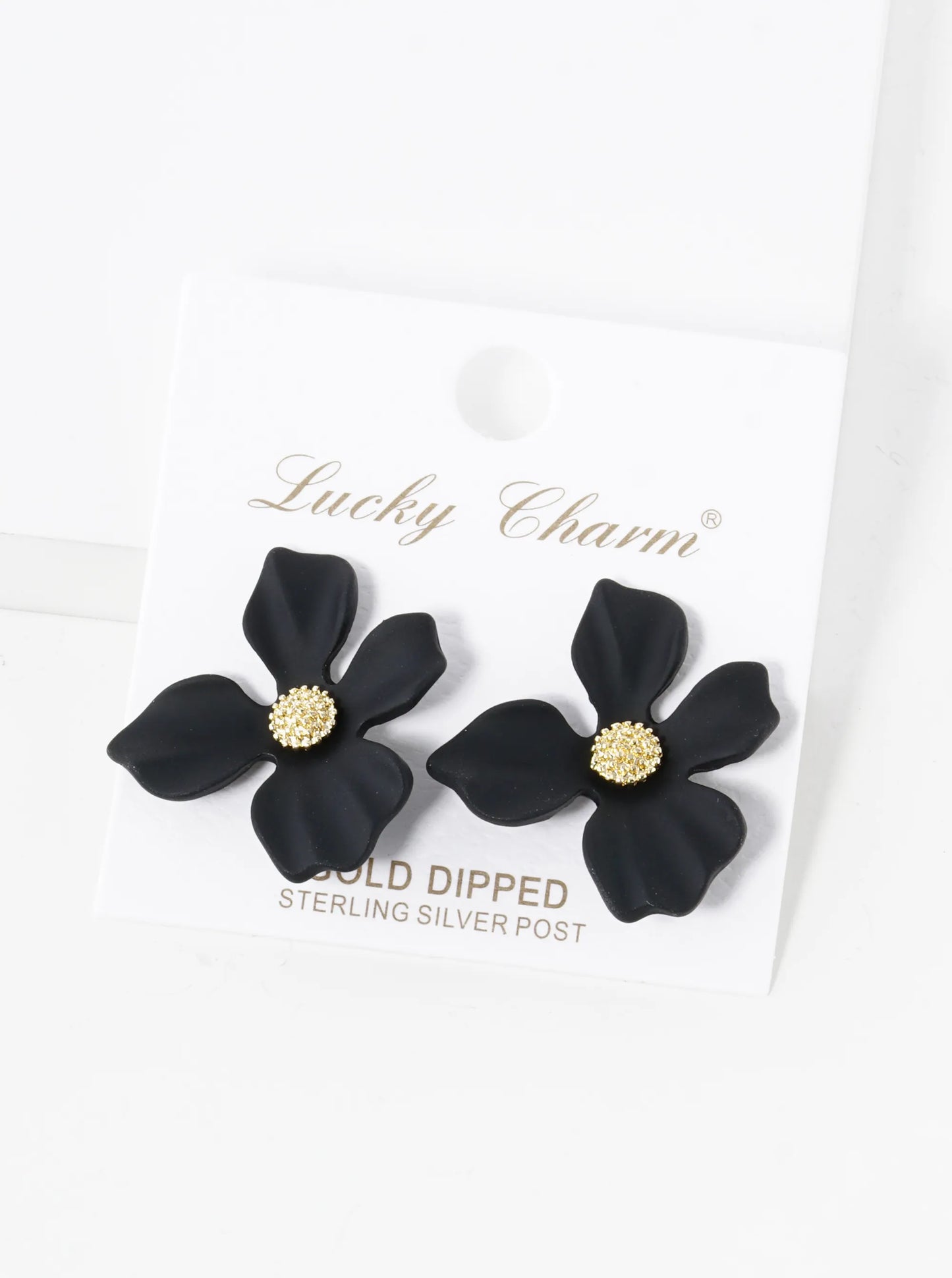 18K Gold Dipped 3D Petals Spring Color Flower Button Post Earrings