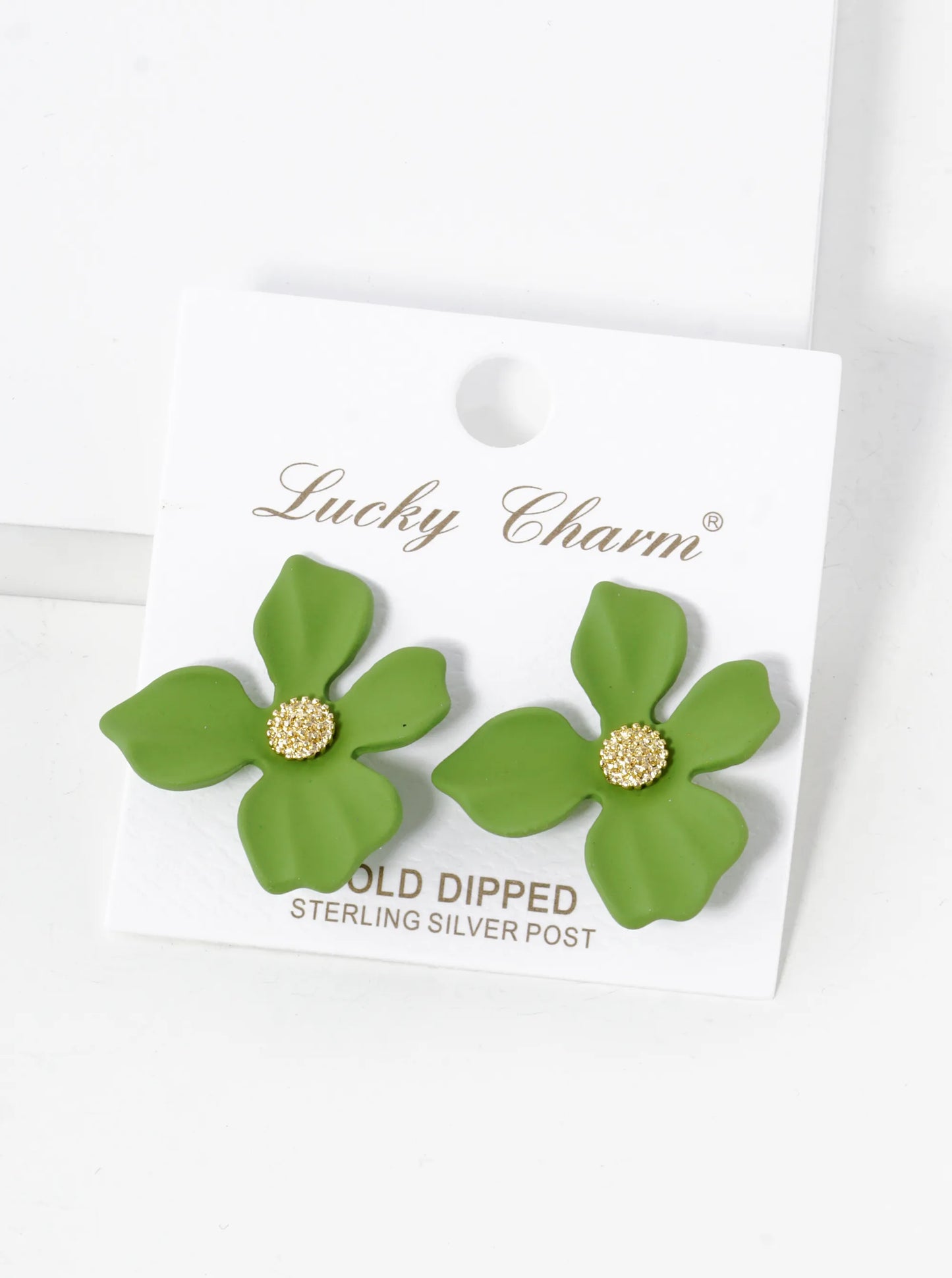 18K Gold Dipped 3D Petals Spring Color Flower Button Post Earrings