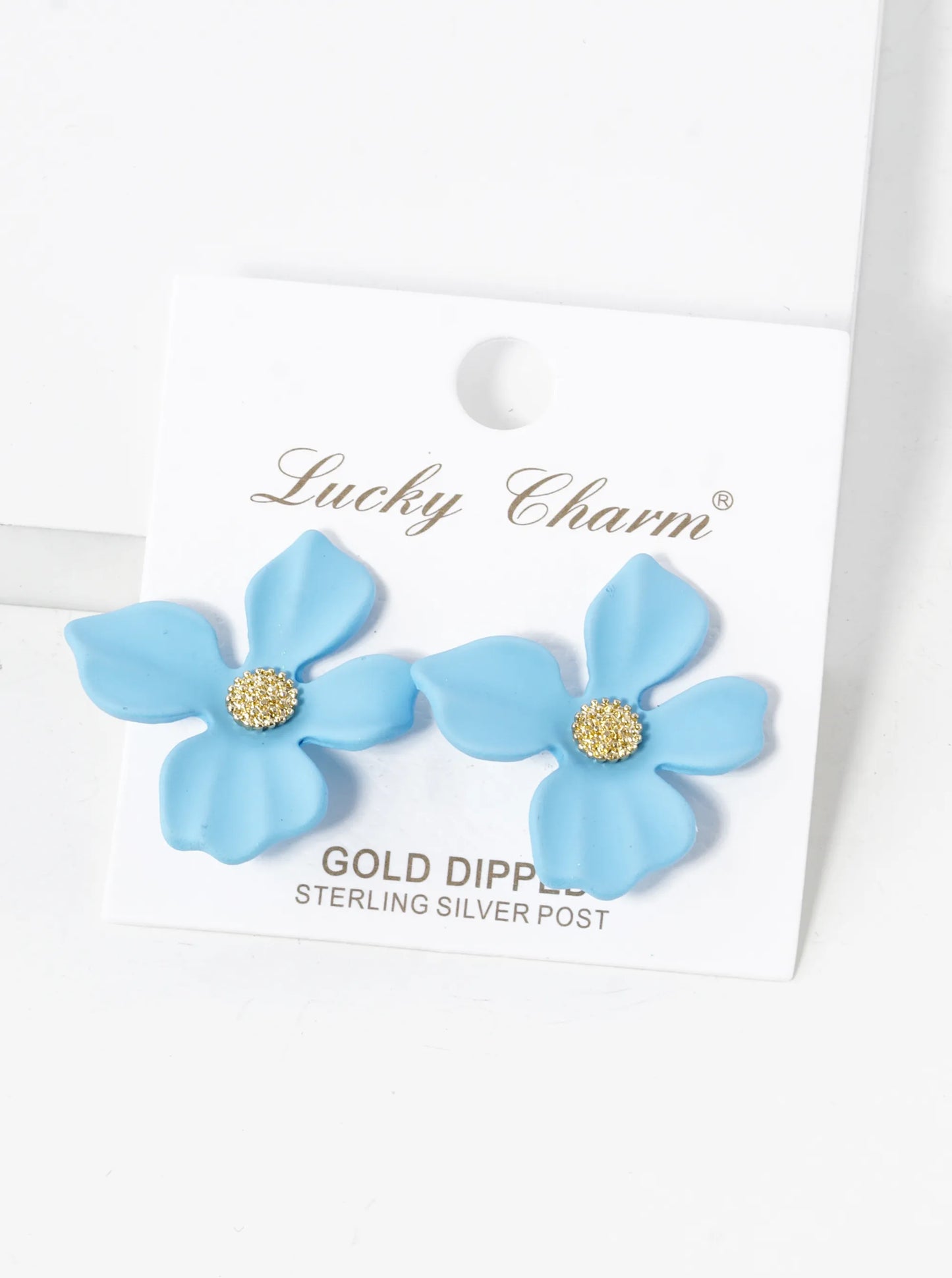 18K Gold Dipped 3D Petals Spring Color Flower Button Post Earrings