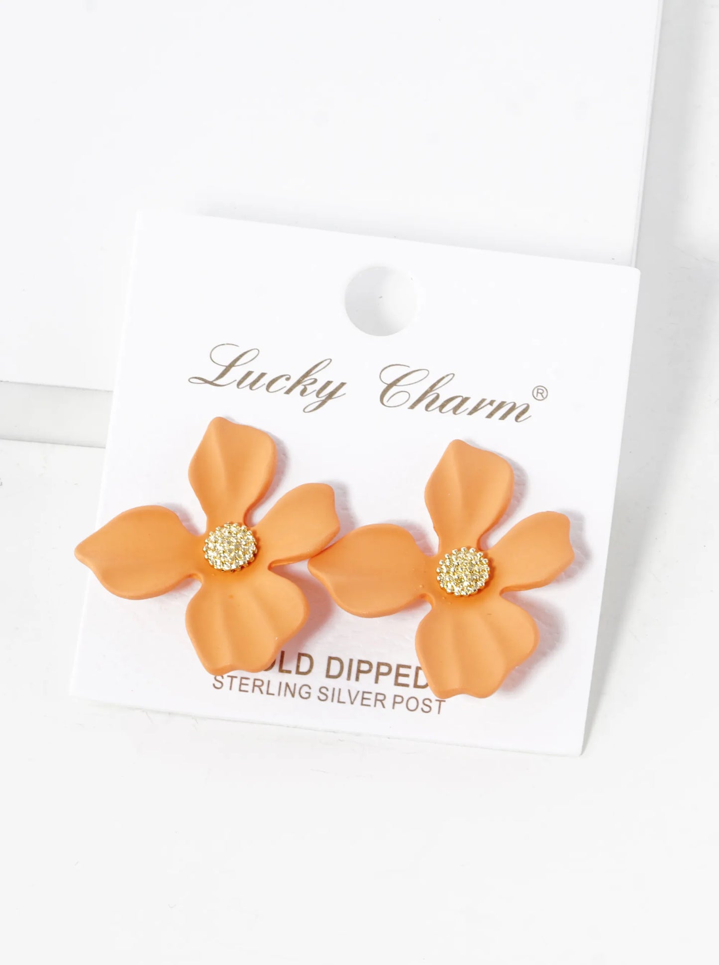 18K Gold Dipped 3D Petals Spring Color Flower Button Post Earrings