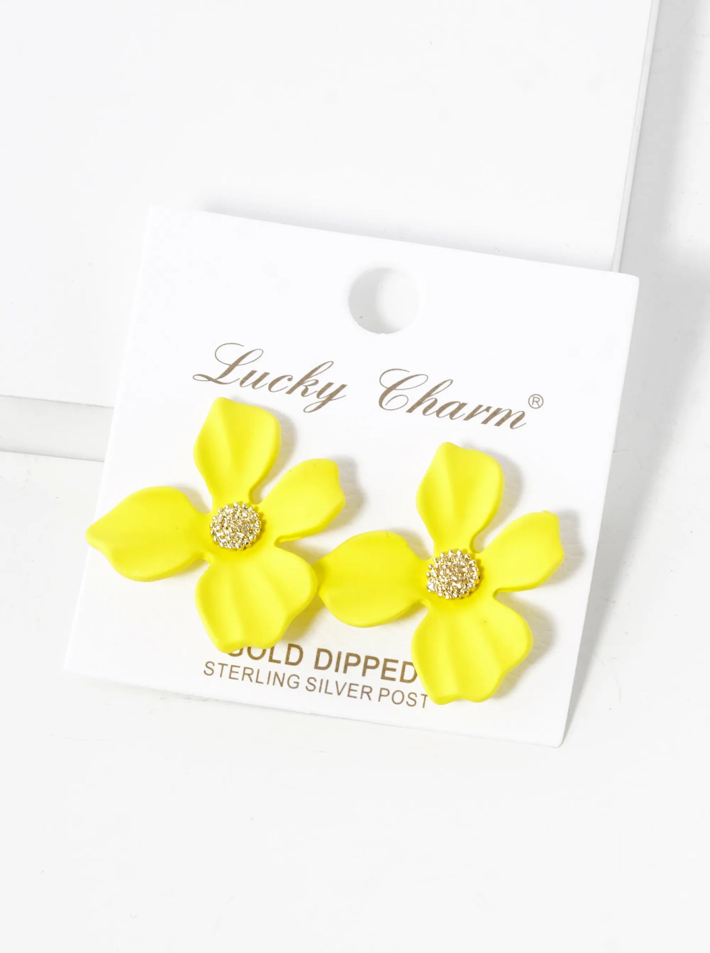 18K Gold Dipped 3D Petals Spring Color Flower Button Post Earrings