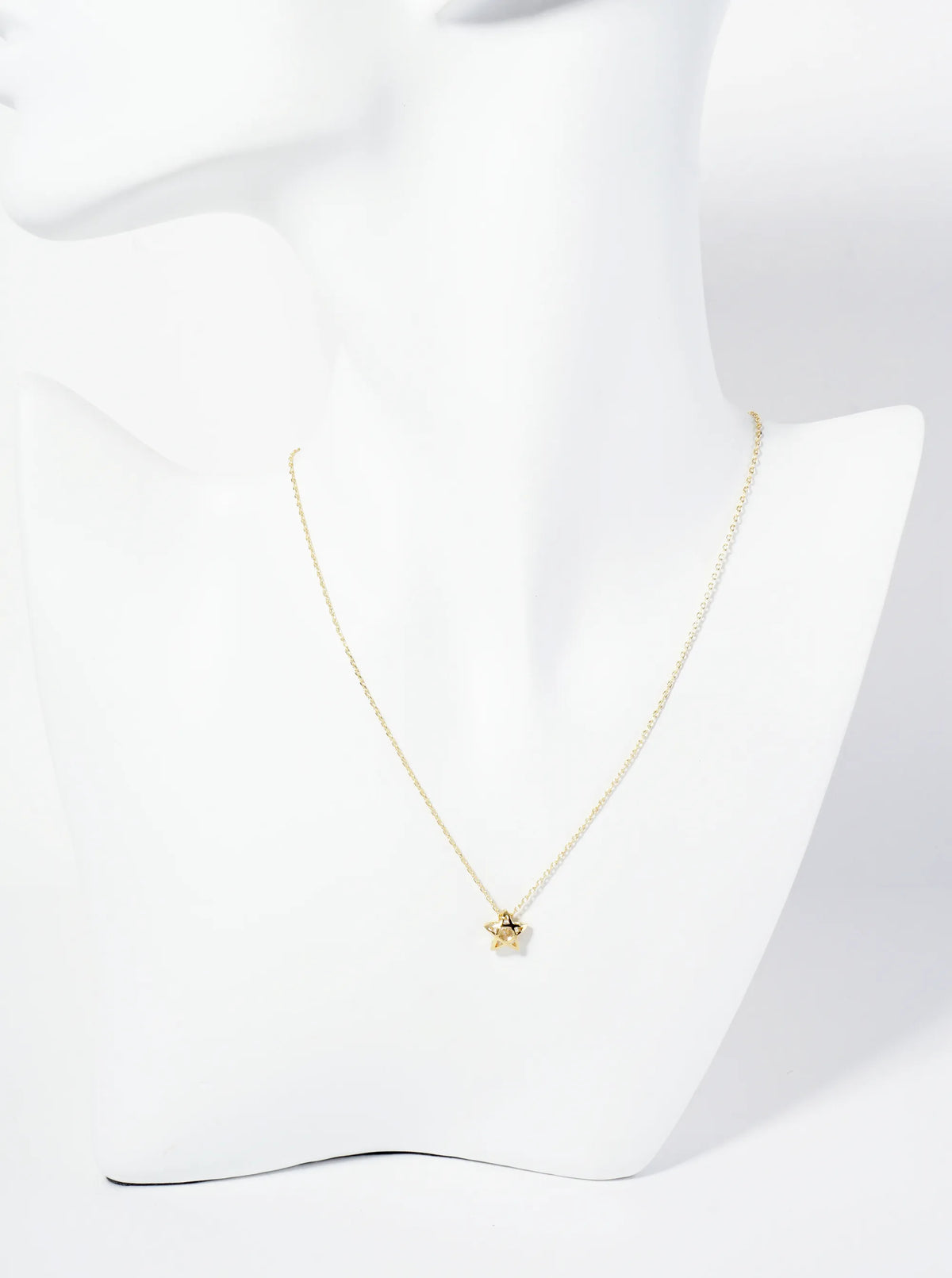 18K Gold Dipped 3D Star Pendant With CZ Stone Necklace