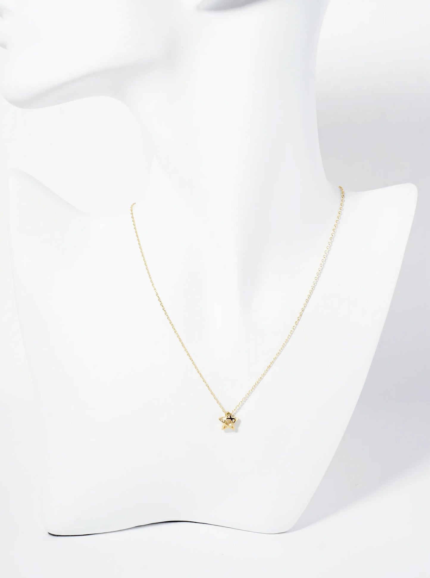 18K Gold Dipped 3D Star Pendant With CZ Stone Necklace
