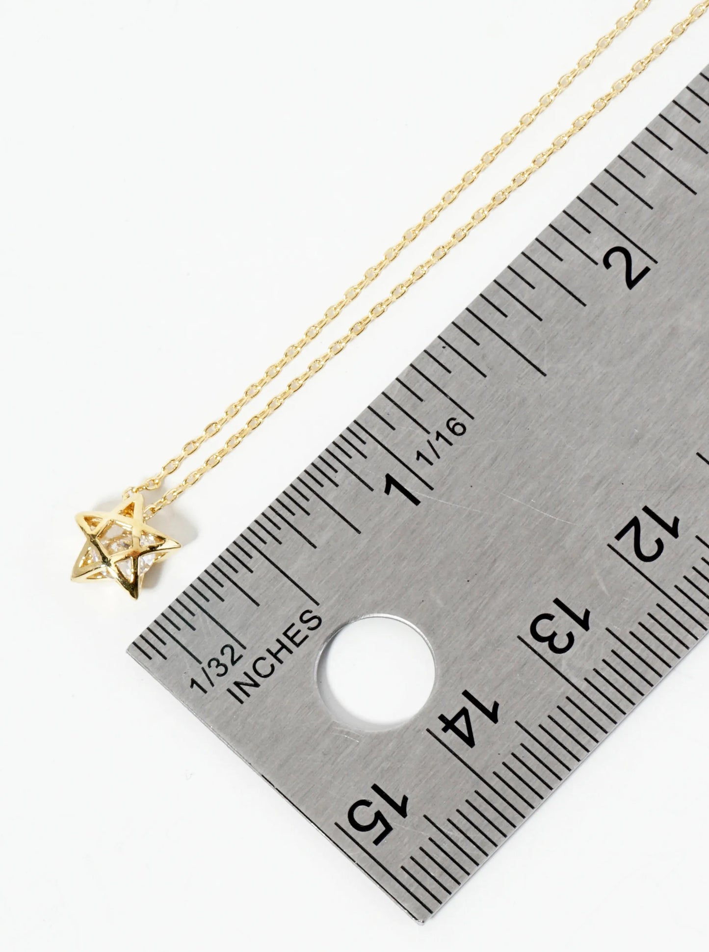 18K Gold Dipped 3D Star Pendant With CZ Stone Necklace