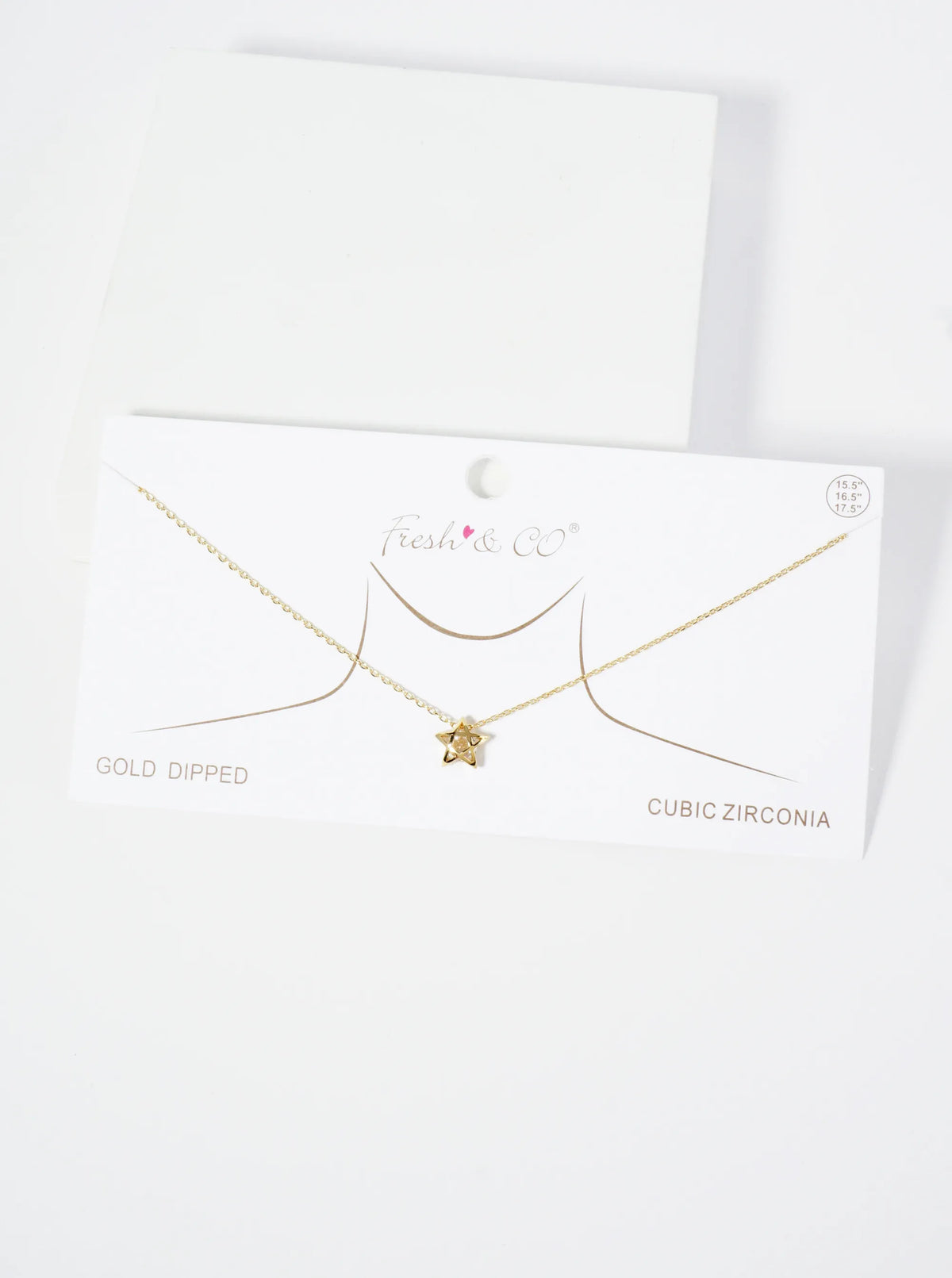 18K Gold Dipped 3D Star Pendant With CZ Stone Necklace