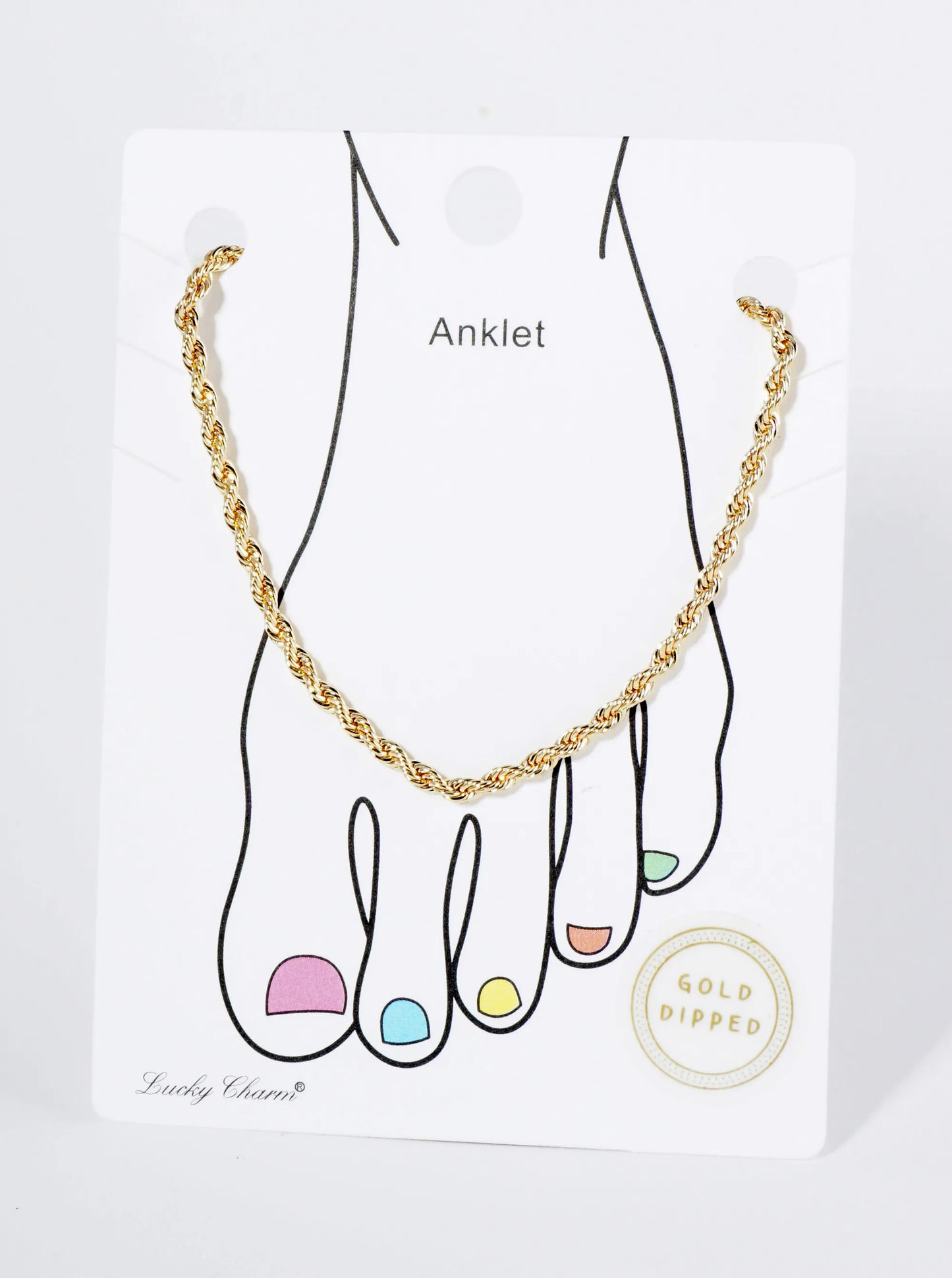 18K Gold Dipped 3mm Textured Brass Rope Chain Anklet