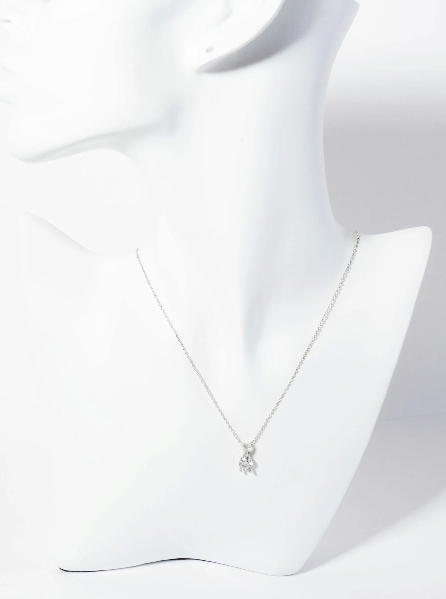 18K-Gold-Dipped 4-Prong 6mm CZ Stone With X-Shaped Pendant Necklace