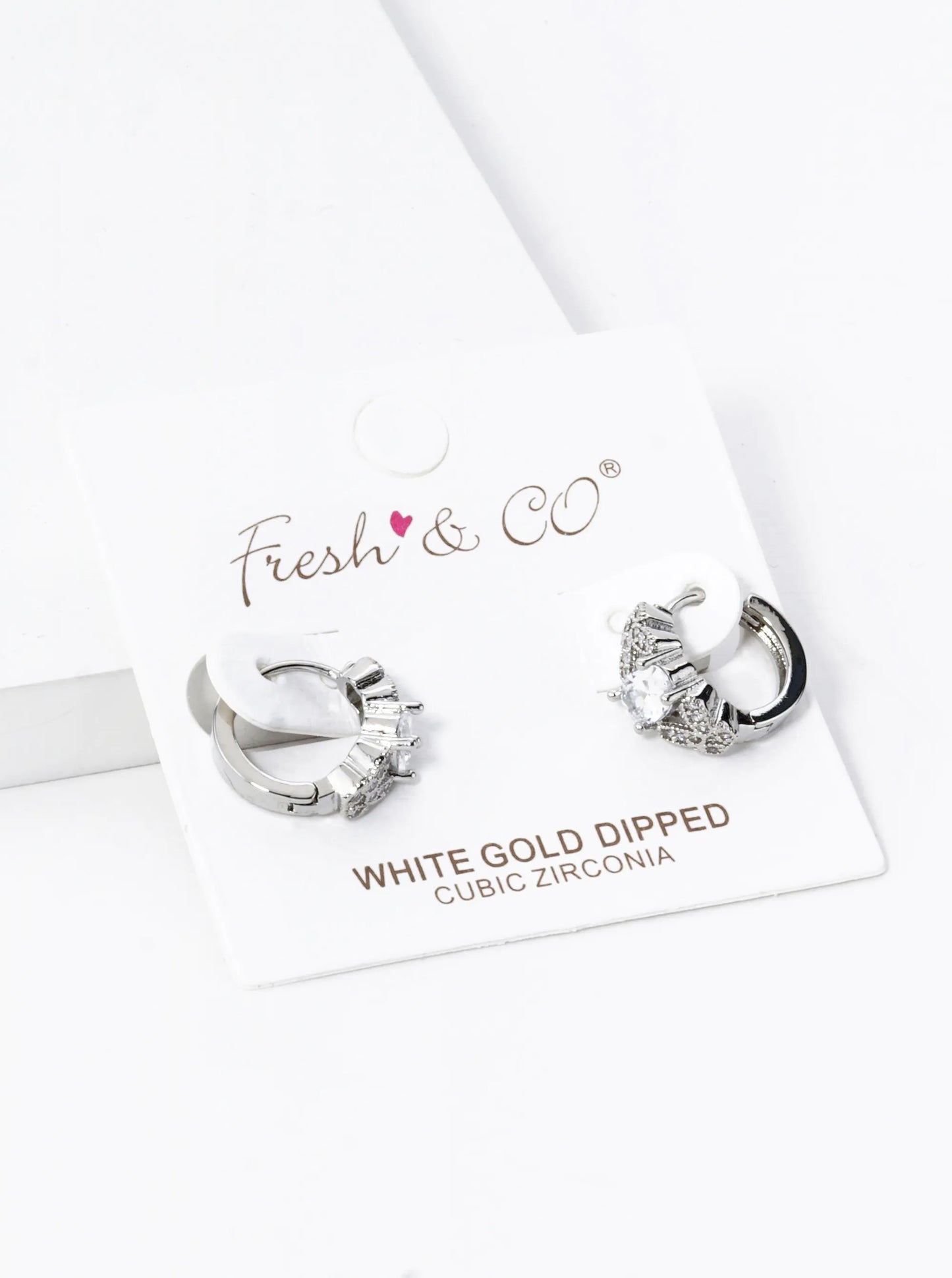 18K Gold Dipped 4-Prong Oval Cubic Zirconia Butterfly 13mm Huggie Hoop Earrings