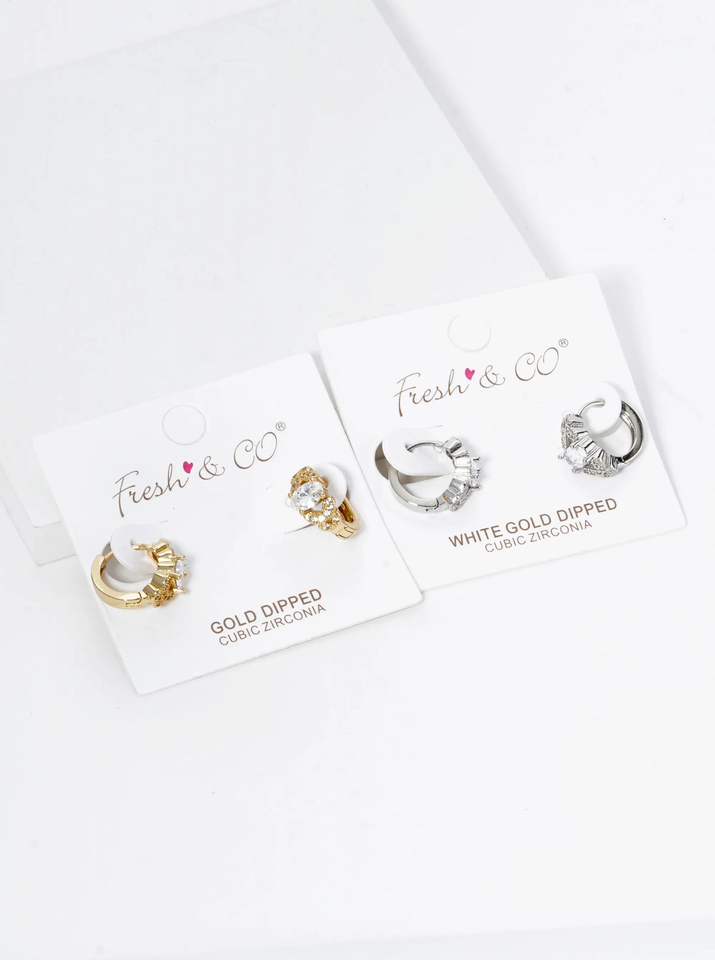 18K Gold Dipped 4-Prong Oval Cubic Zirconia Butterfly 13mm Huggie Hoop Earrings