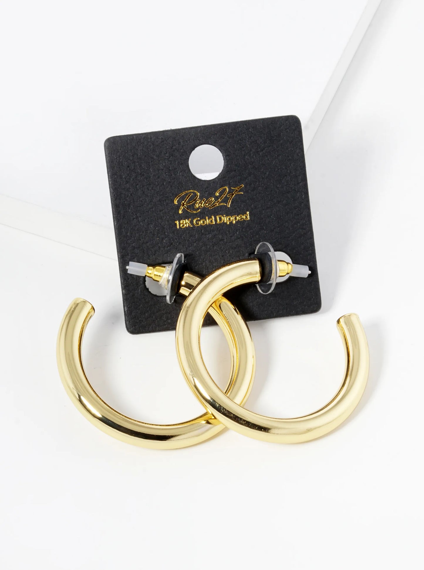 18K Gold Dipped 40mm Brass Hollow Hoop Earrings