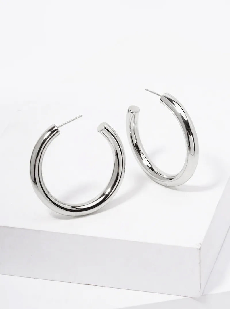 18K Gold Dipped 40mm Brass Hollow Hoop Earrings