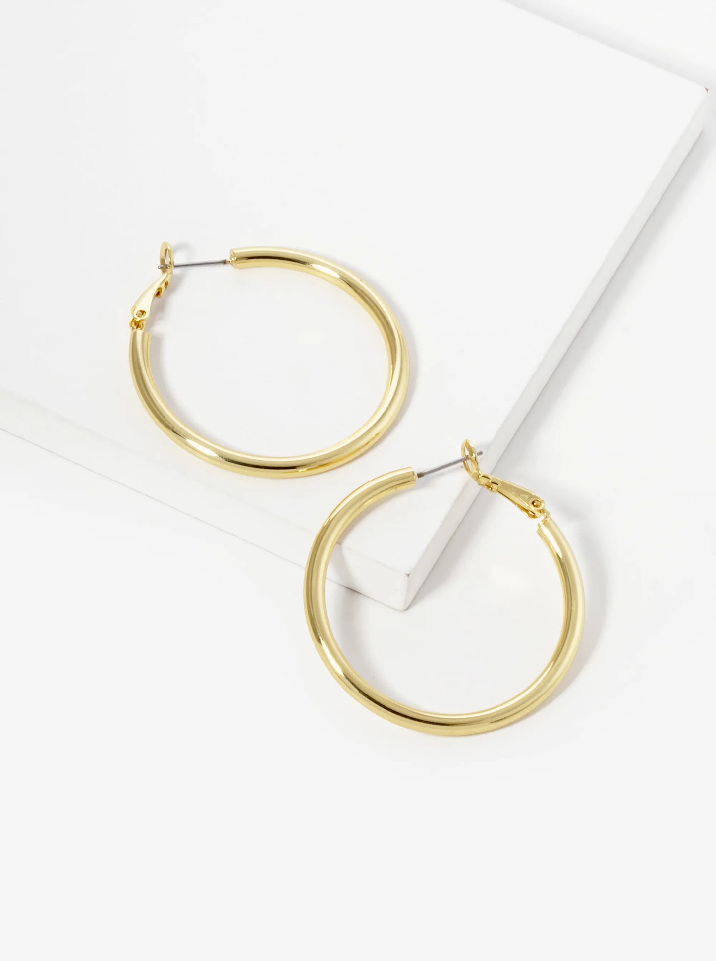 18K Gold Dipped 40mm Brass Spring Latch Hoop Earrings