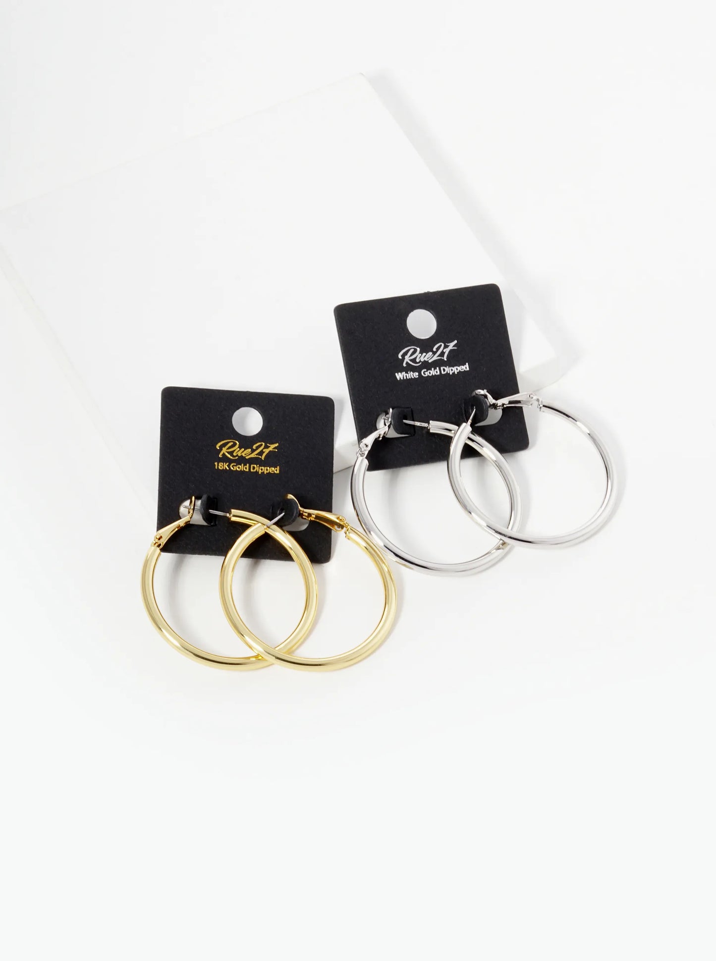 18K Gold Dipped 40mm Brass Spring Latch Hoop Earrings