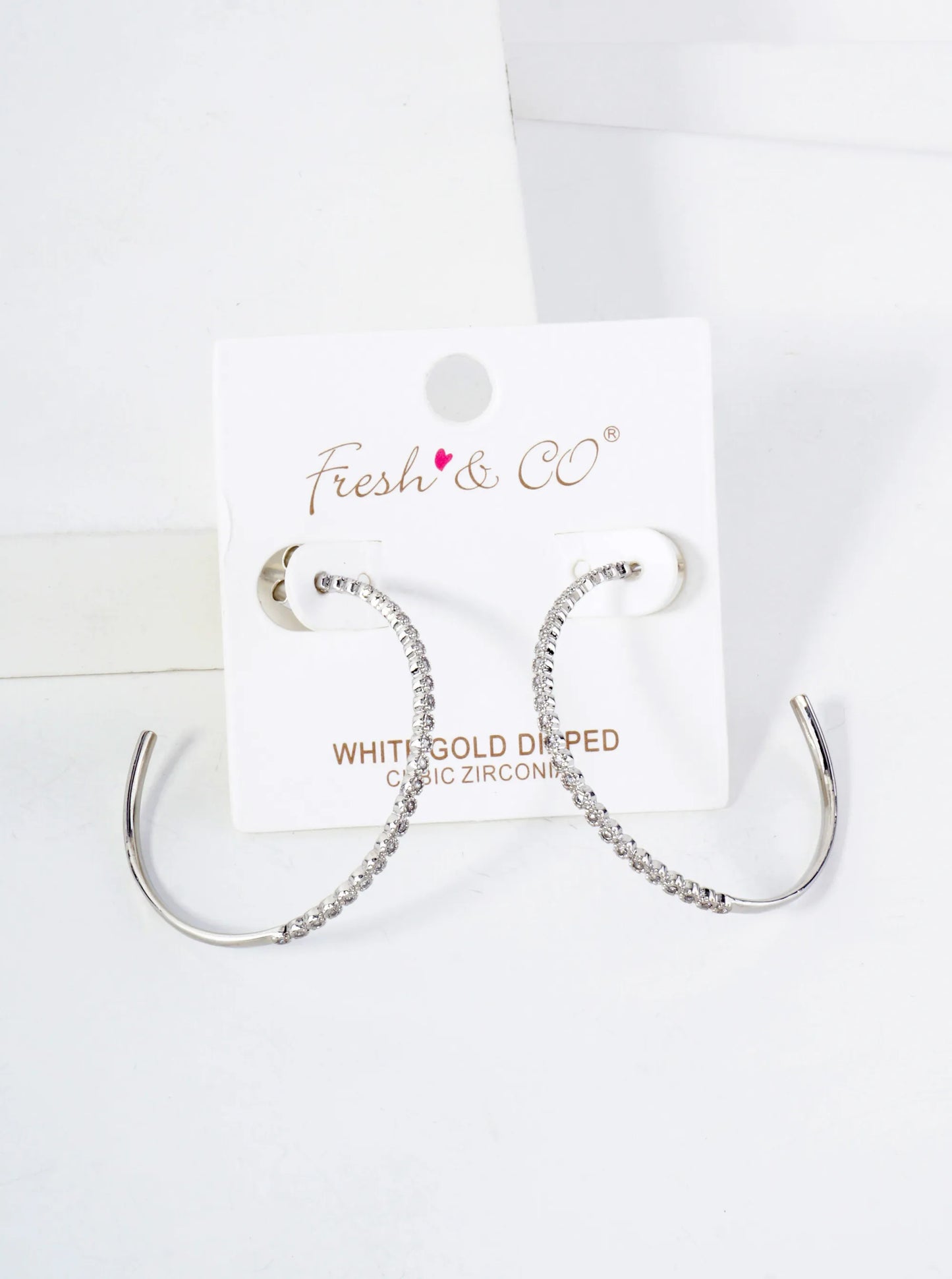 18K Gold-Dipped 40mm Hoop Earrings With Half CZ Stone Accents