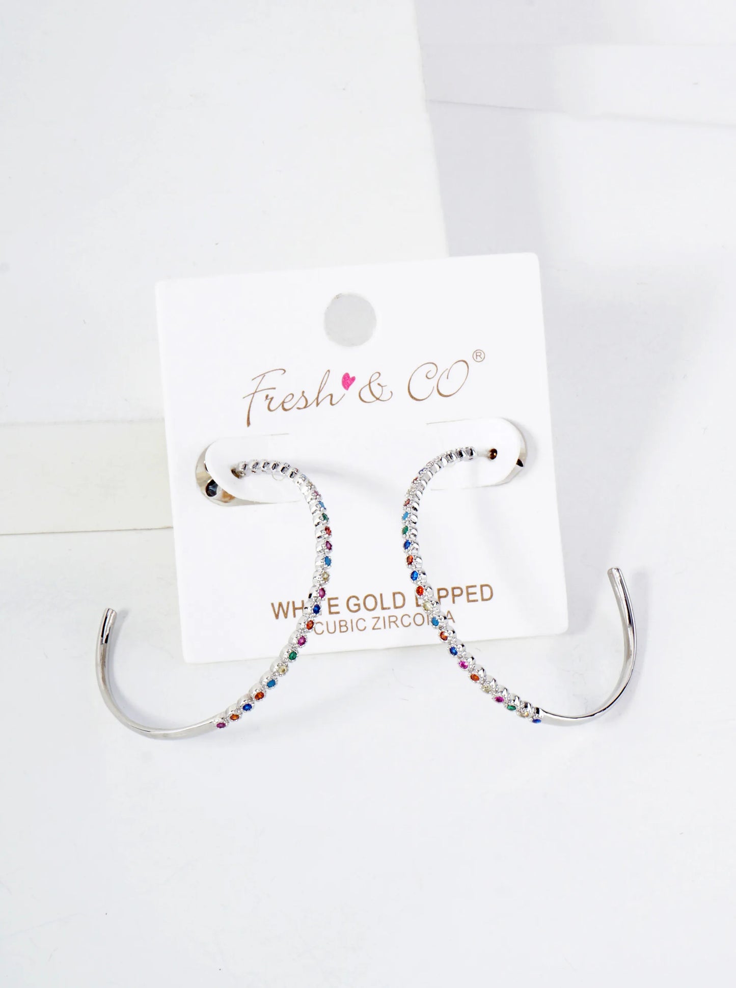 18K Gold-Dipped 40mm Hoop Earrings With Half CZ Stone Accents