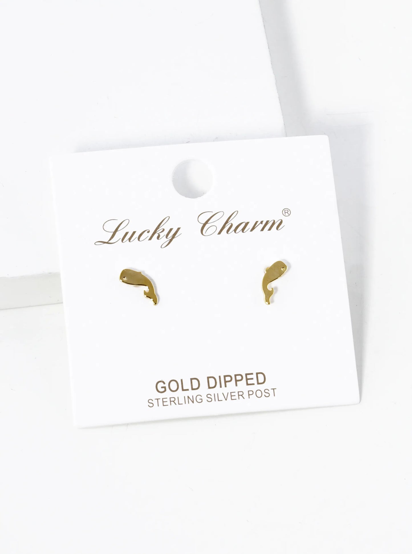 18K Gold Dipped 4mm Dainty Flat Whale Stud Earrings