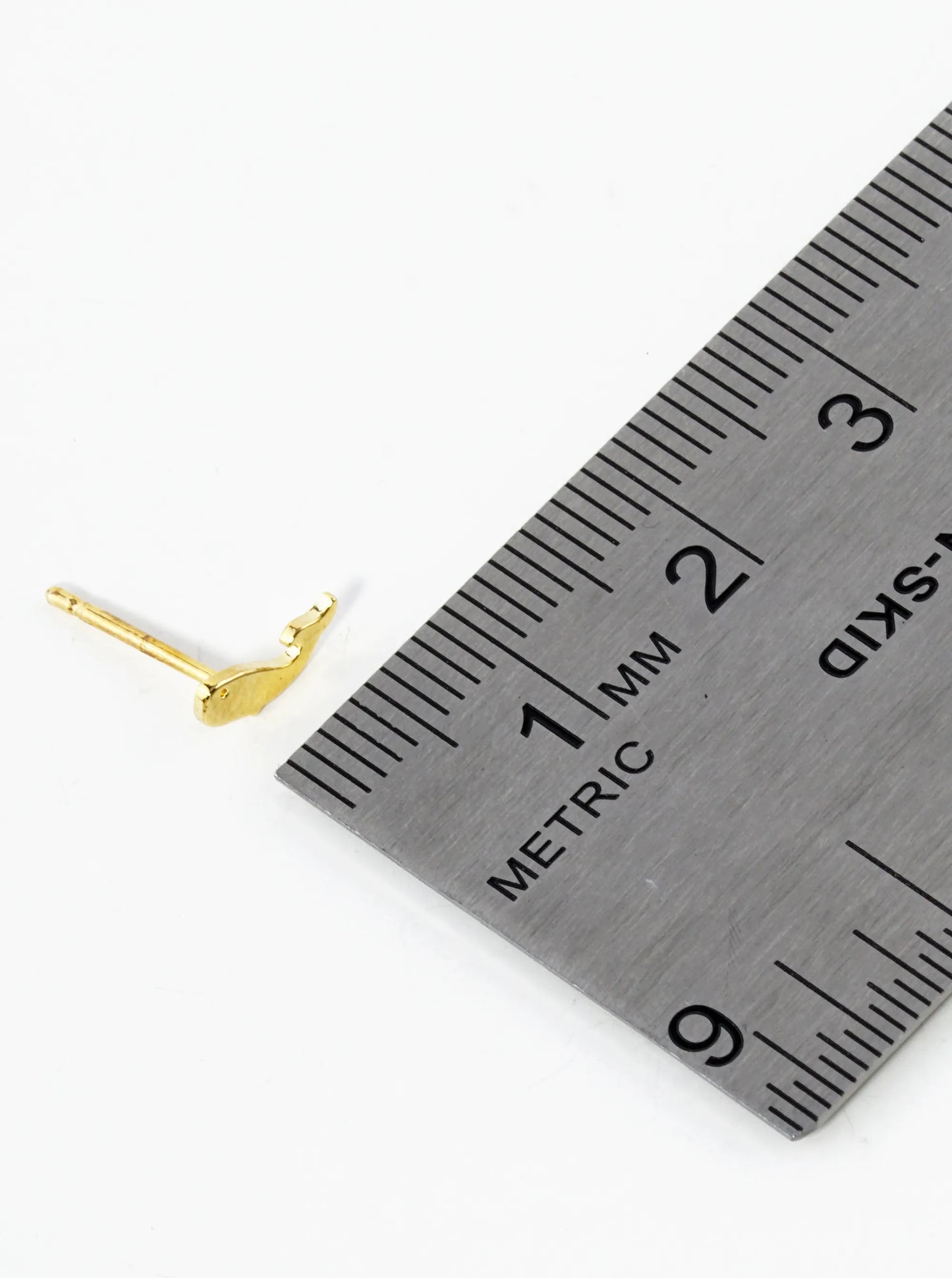 18K Gold Dipped 4mm Dainty Flat Whale Stud Earrings