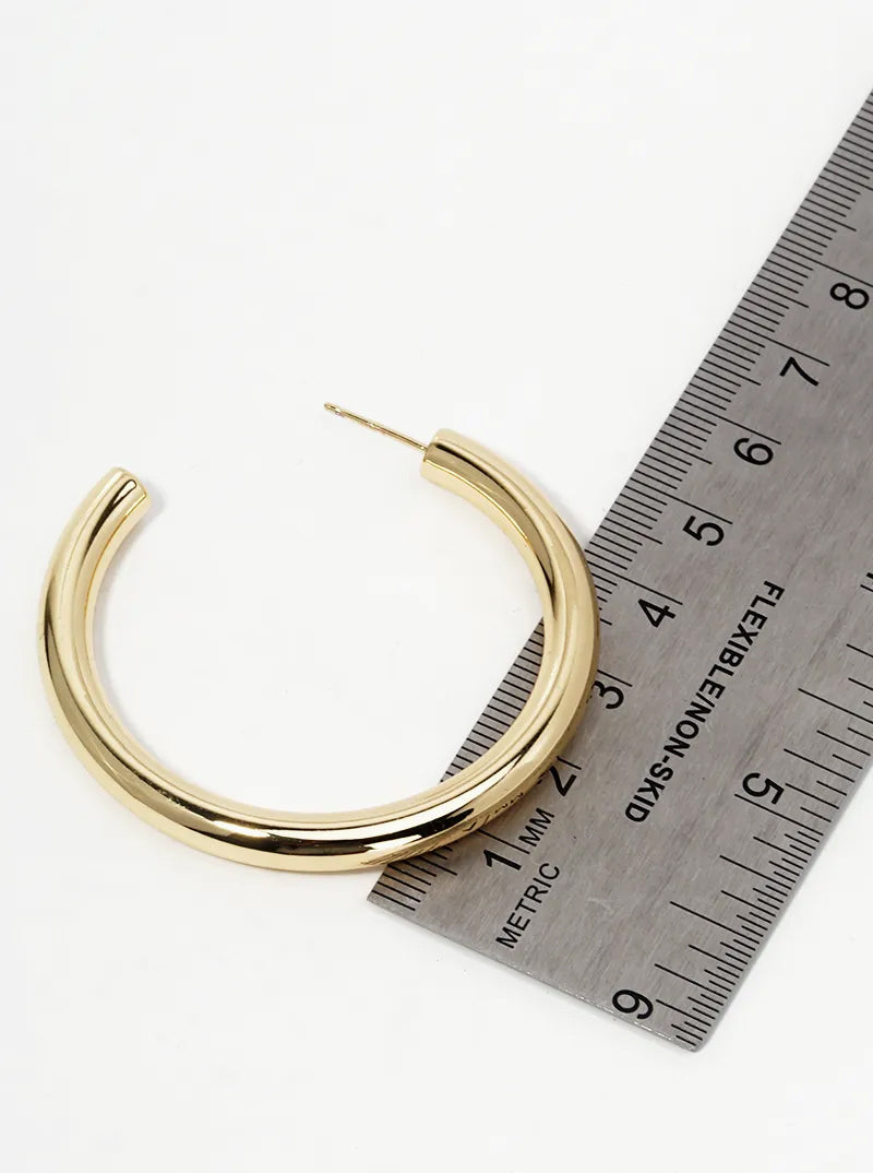 18K Gold Dipped 50mm Brass Hollow Hoop Earrings