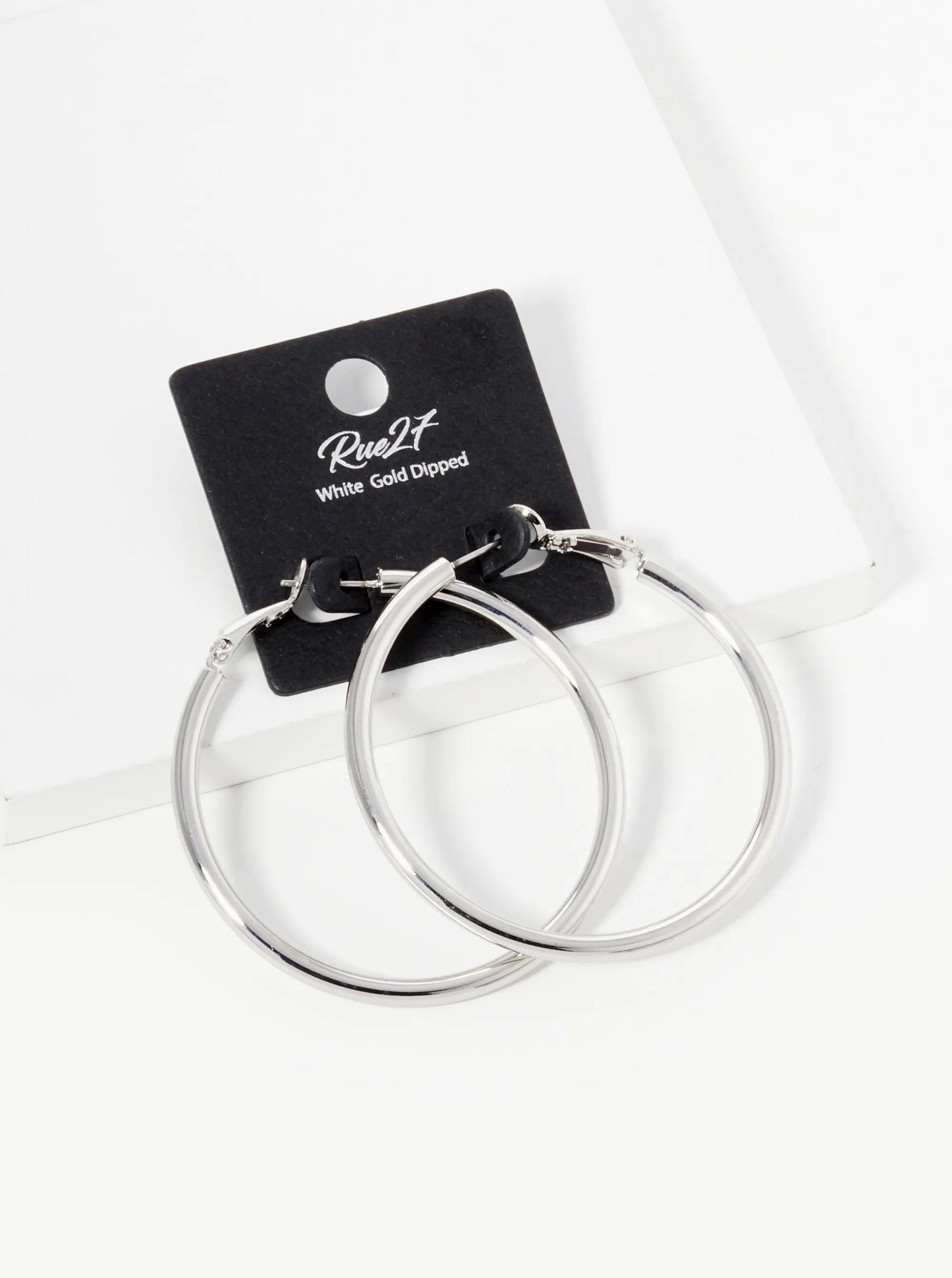 18K Gold Dipped 50mm Brass Spring Latch Hoop Earrings