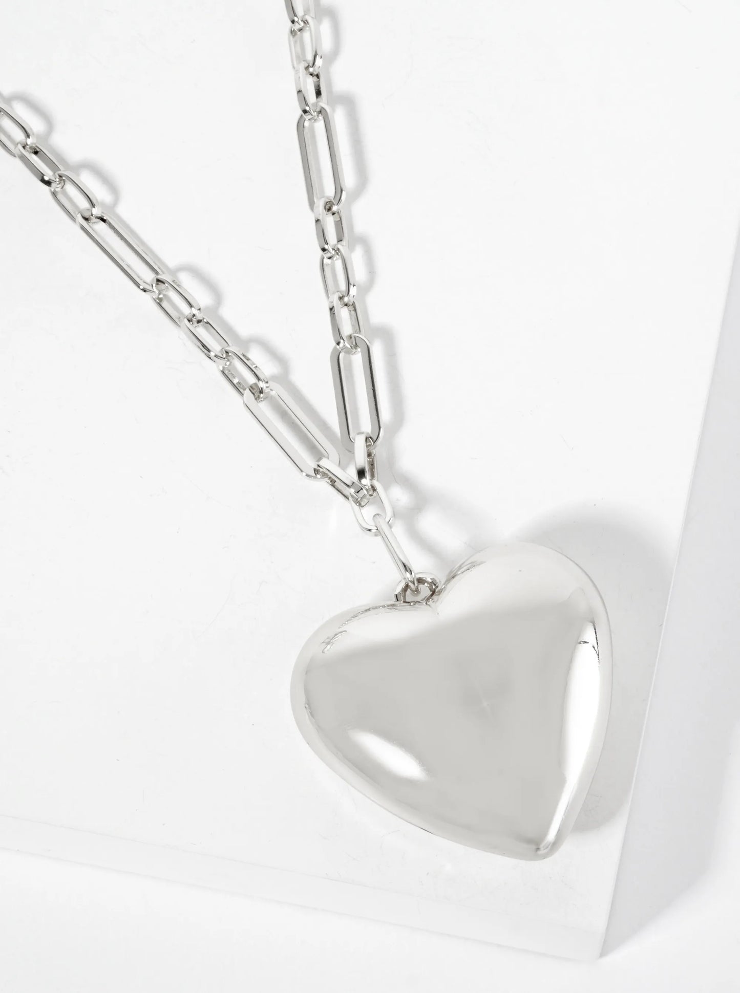 18K-Gold-Dipped 50mm Hollow Puffy Heart Pendant 18-inch Necklace