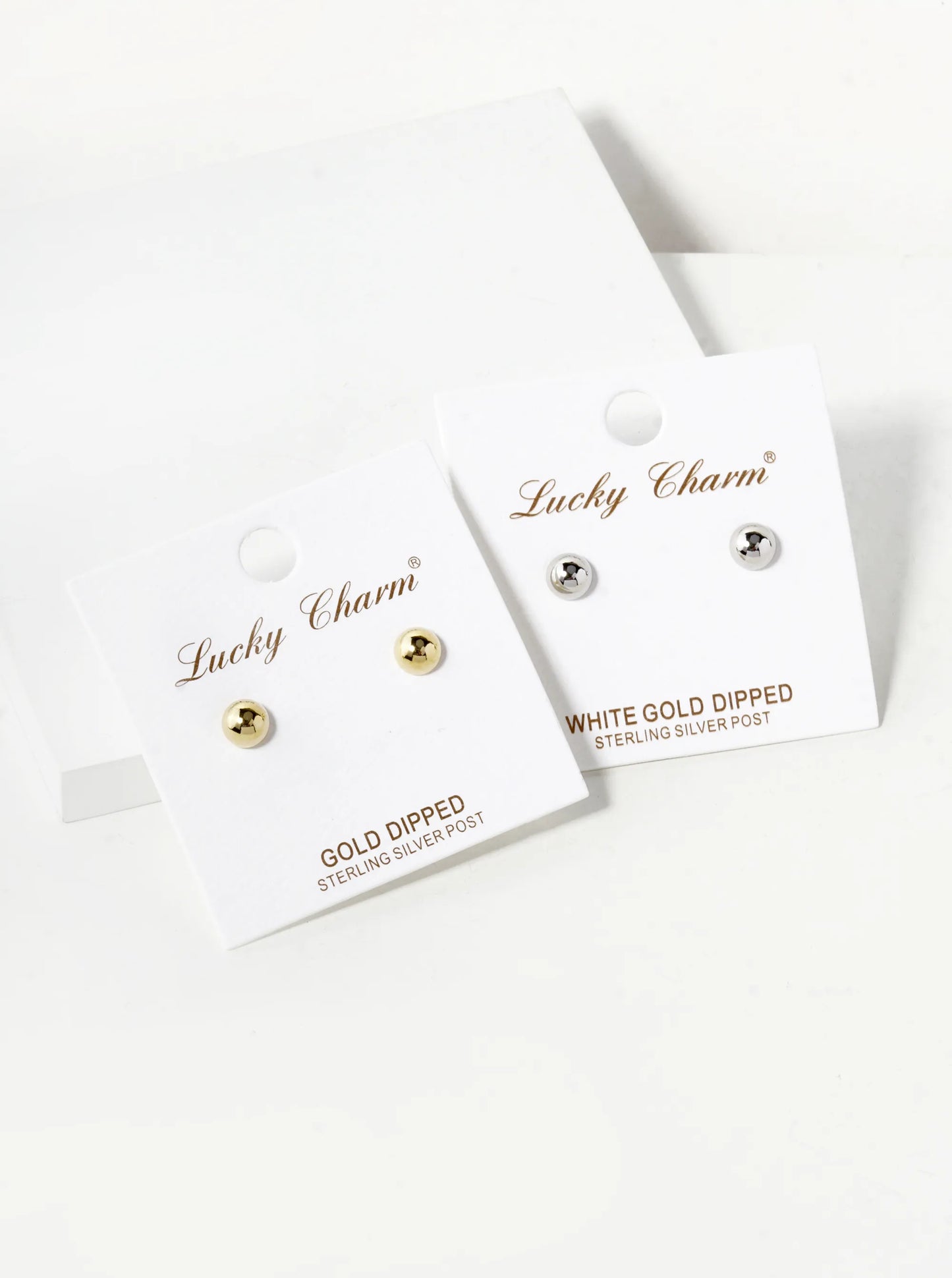 18K Gold Dipped 5mm Brass Half Ball Sterling Silver Post Stud Earrings