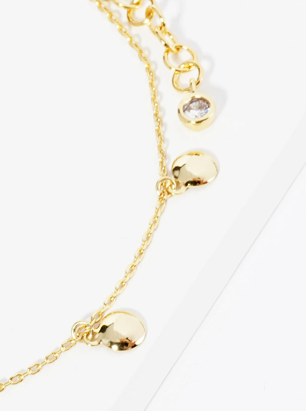 18K Gold Dipped 5mm Circle Charms Brass Chain Anklet