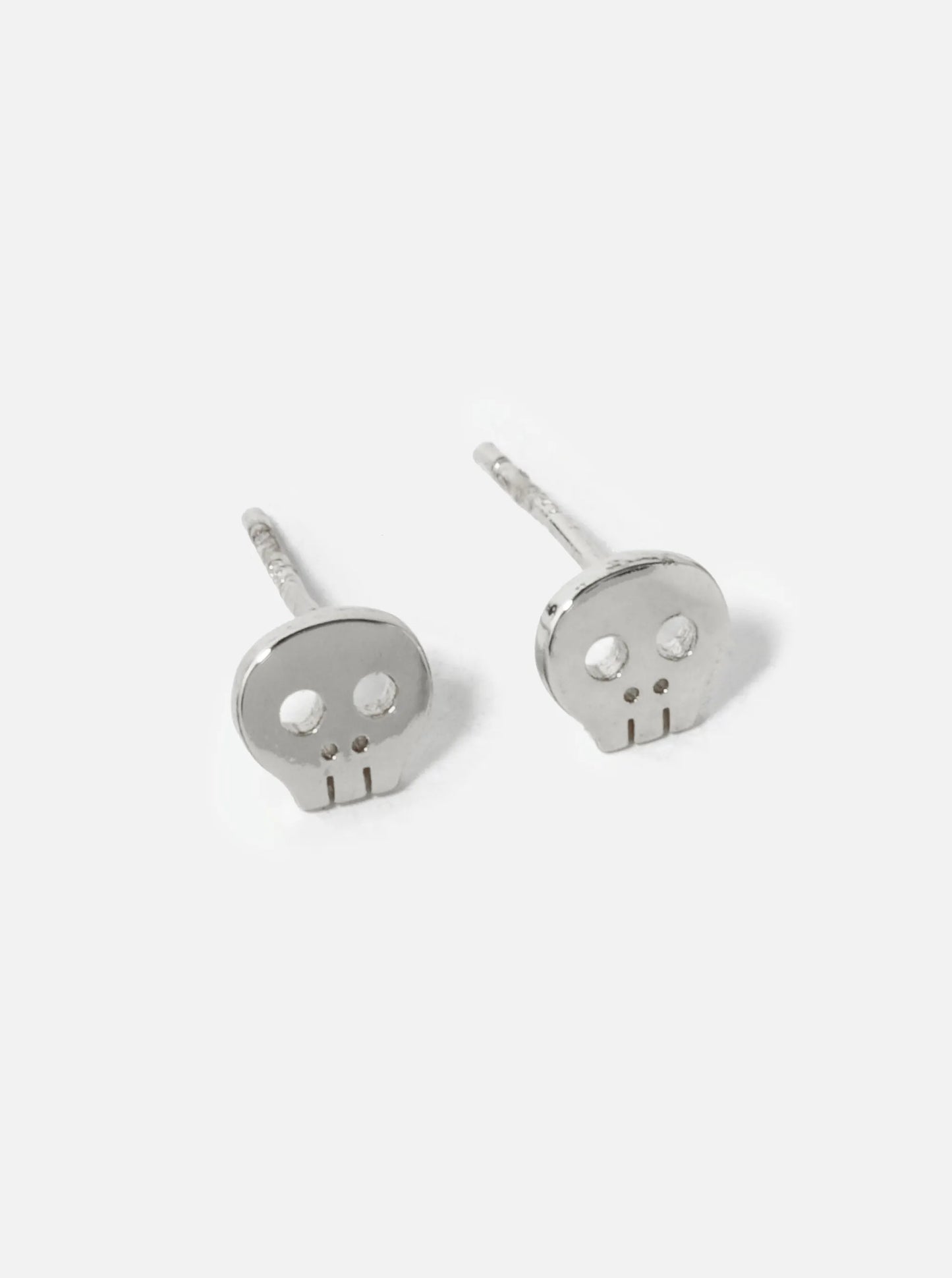 18K Gold Dipped 5mm Tiny Brass Skull Sterling Silver Post Stud Earrings