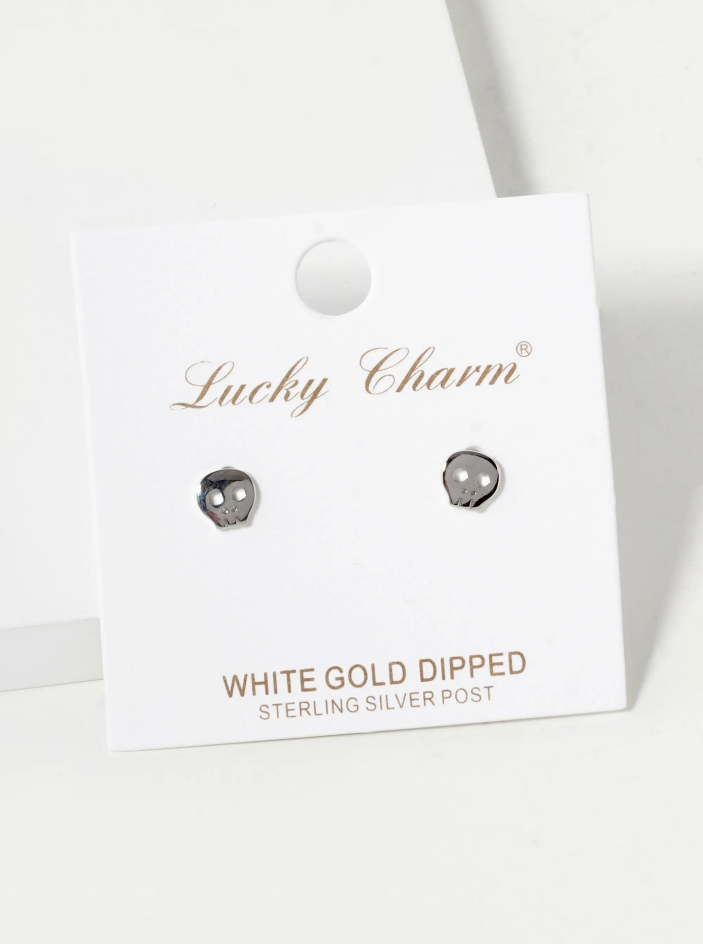 18K Gold Dipped 5mm Tiny Brass Skull Sterling Silver Post Stud Earrings